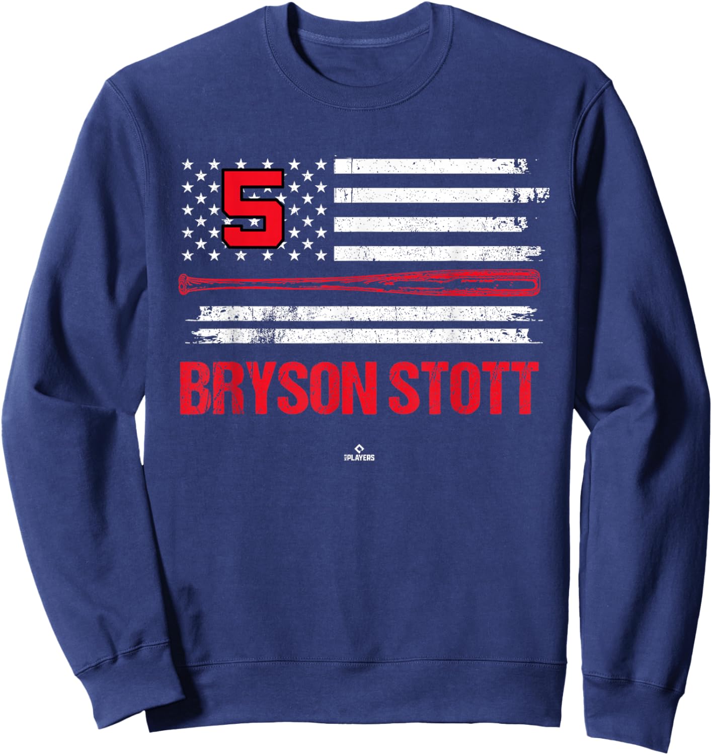 USA Flag Bat Bryson Stott Philadelphia Baseball MLBPA Sweatshirt - Sweatshirt | Navy