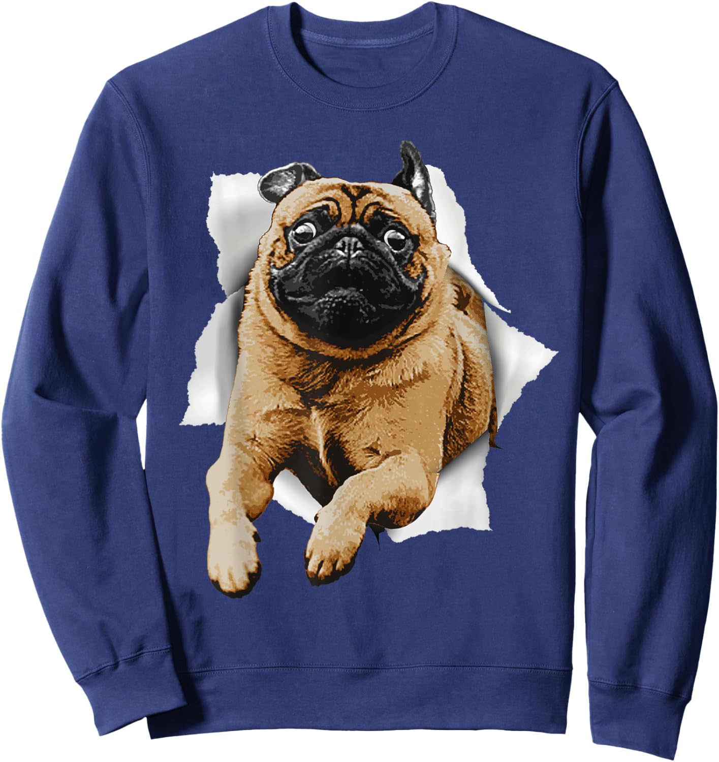 Cute Pug Design Women Kids Pet Dog Breed Pug Lovers Sweatshirt - Sweatshirt | Navy