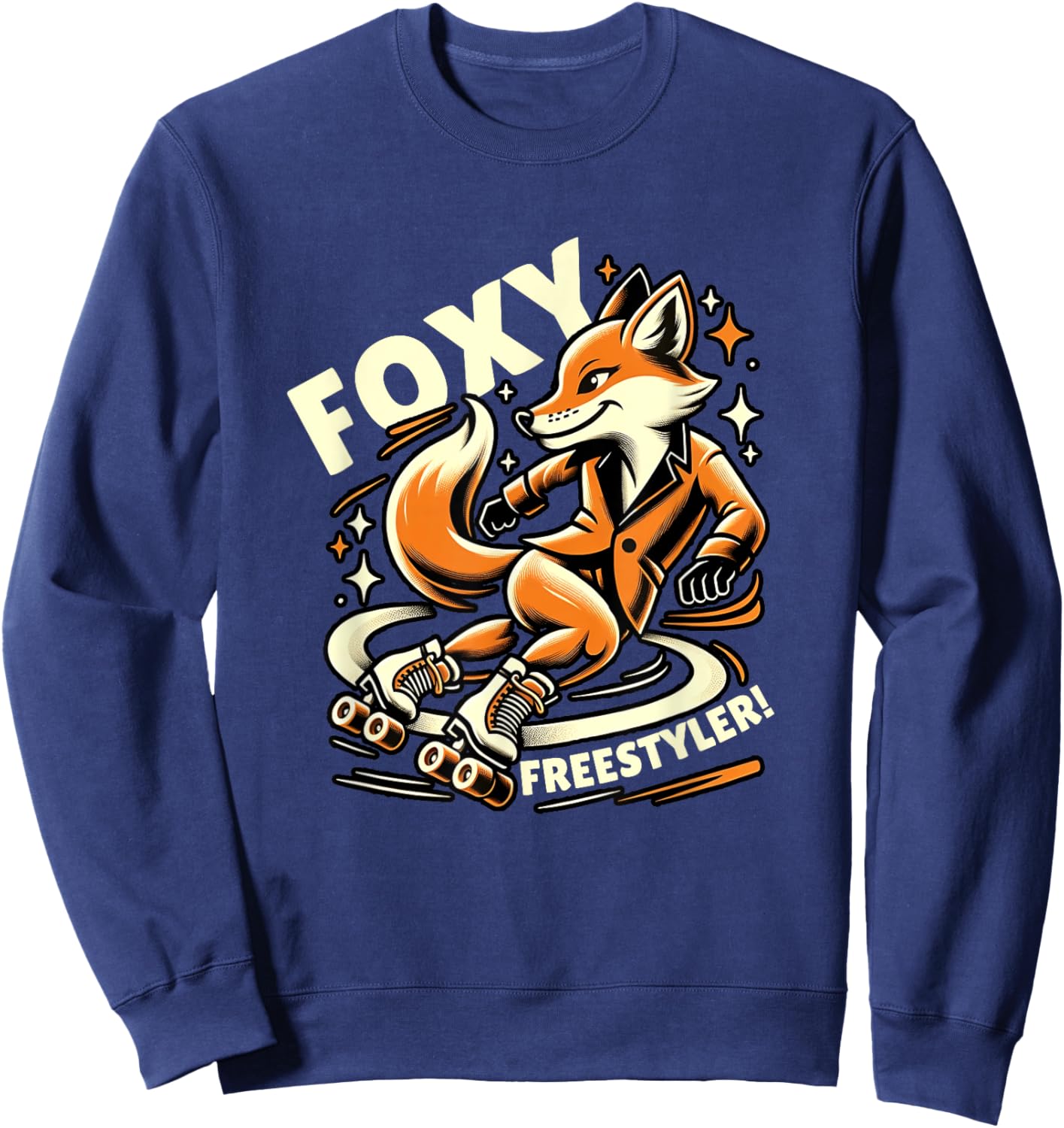 Foxy Freestyler Roller Skating Fox Retro Rollerblading Sweatshirt - Sweatshirt | Navy