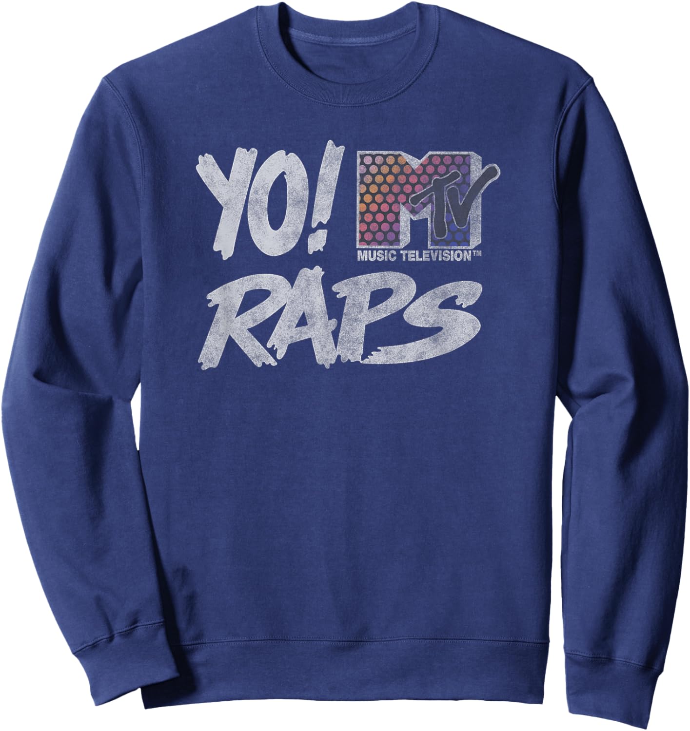 MTV für Erwachsene - - Schwarz - S - Kurzarm - Klassische Passform - V-Ausschnitt - Retro - Logo - Vintage Design - Officially Licensed Yo! Mtv Raps Apparel Sweatshirt - Sweatshirt | Navy