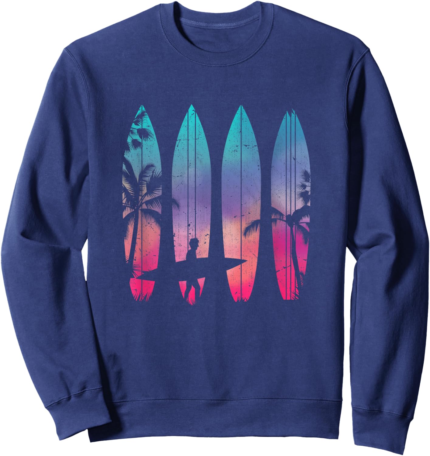 Tropical Beach Surf Surfboard Surfing Surfer Ocean Surfing Sweatshirt - Sweatshirt | Navy
