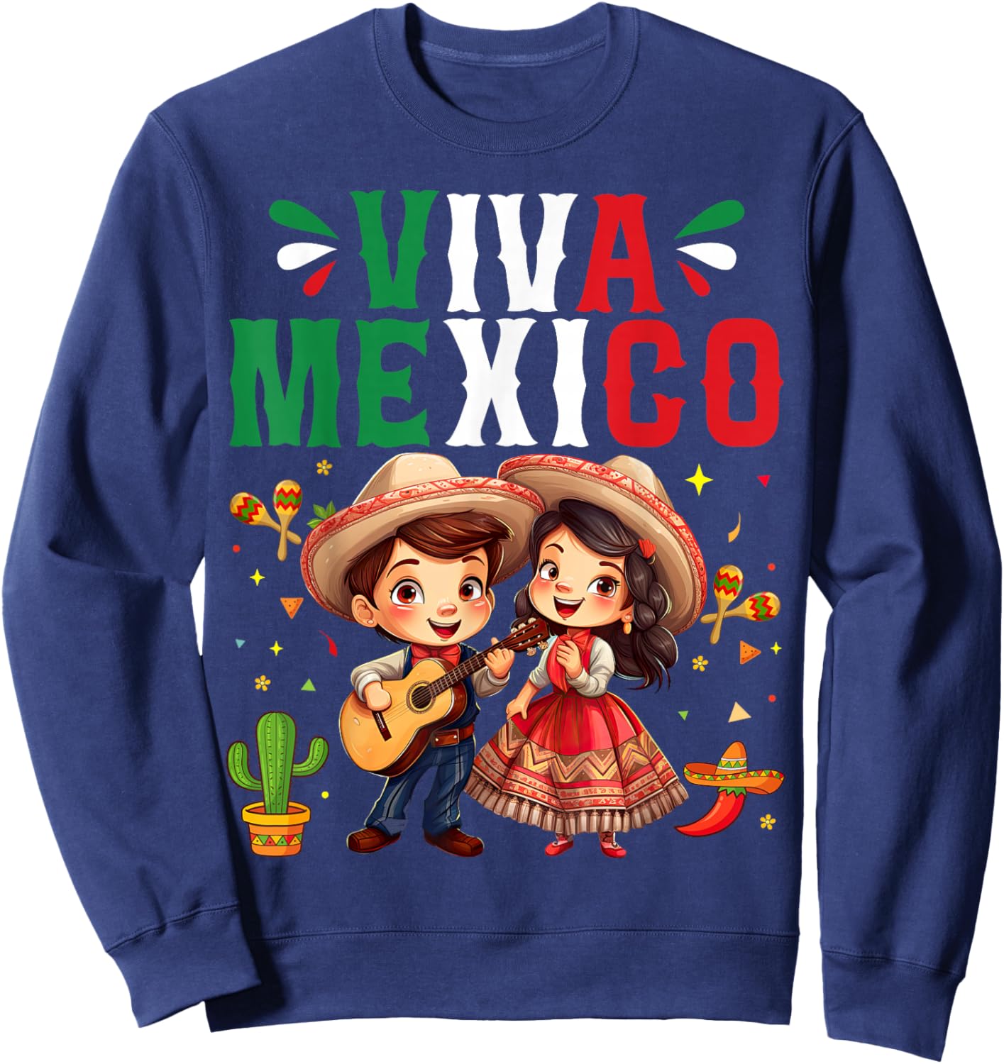 Viva Mexico Mexican Independence Day Sweatshirt - Sweatshirt | Navy