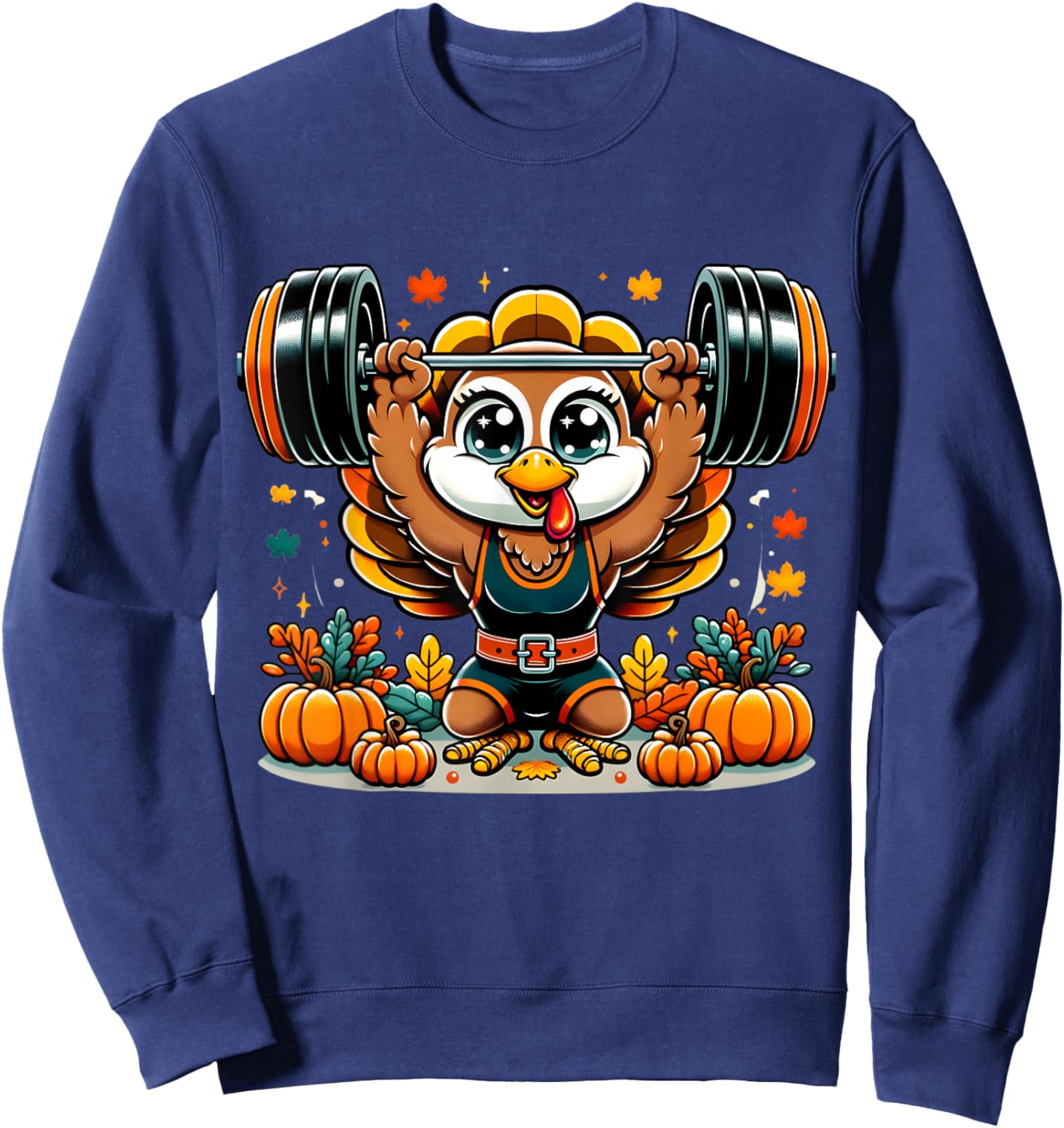 Weightlifting Turkey Thanksgiving Power Snatch Room For Pie Sweatshirt - Sweatshirt | Navy