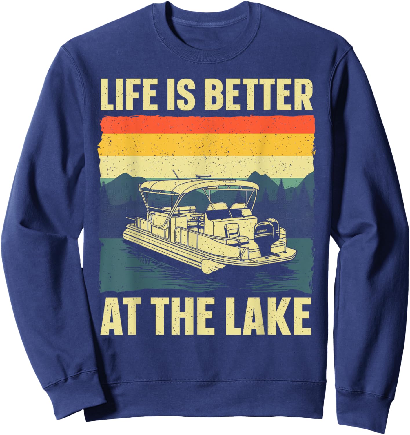 Funny Pontoon Boat Art Women Pontoon Boat Captain Sweatshirt - Sweatshirt | Navy