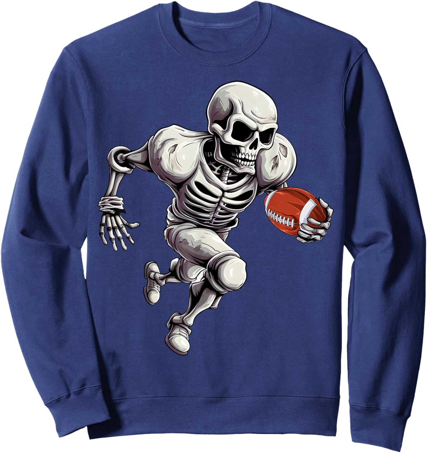 Football Skeleton Playing Football Halloween Skull Lover Sweatshirt - Sweatshirt | Navy