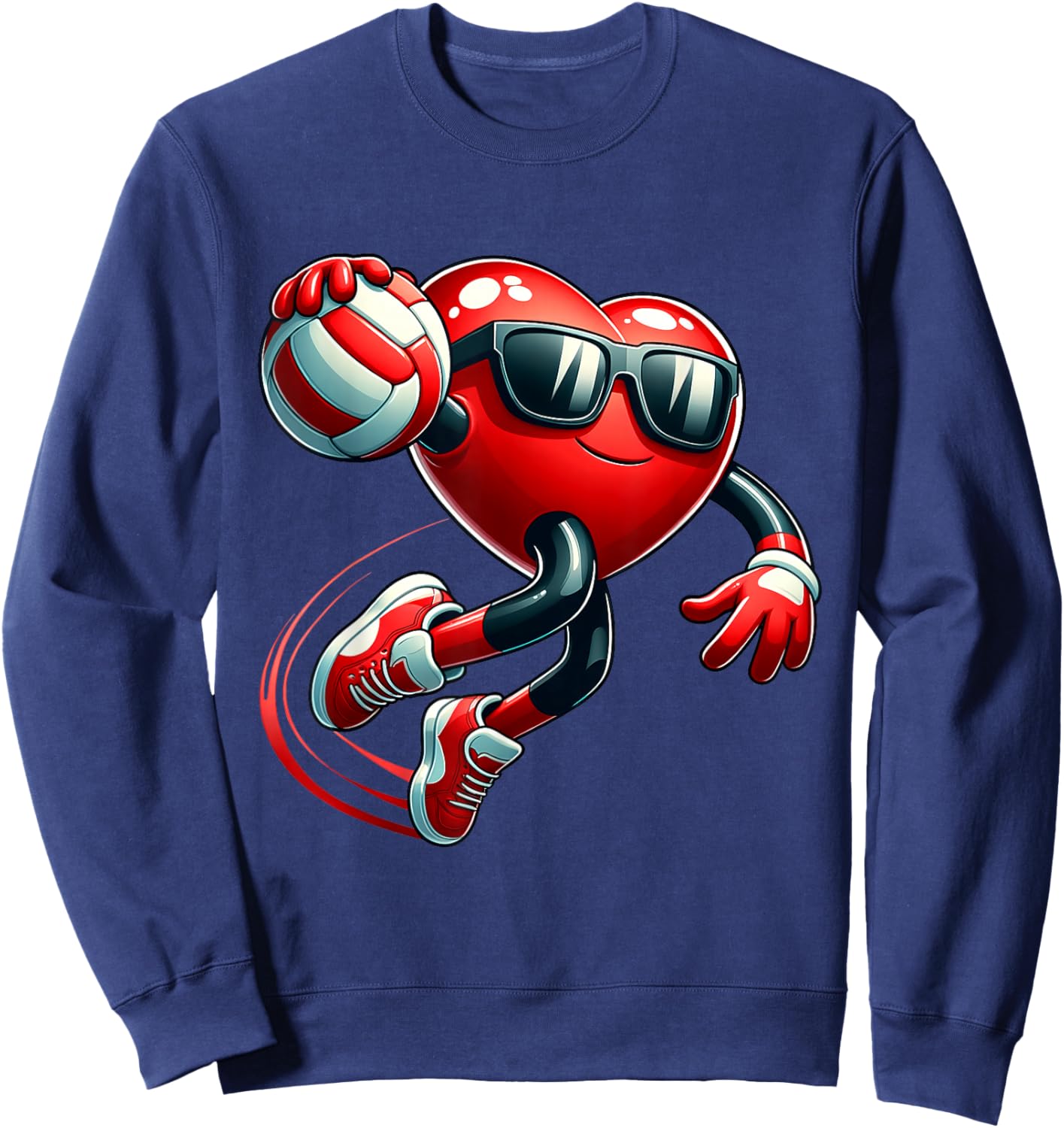 Funny Heart Playing Volleyball Valentines Day Boys Kids Sweatshirt - Sweatshirt | Navy
