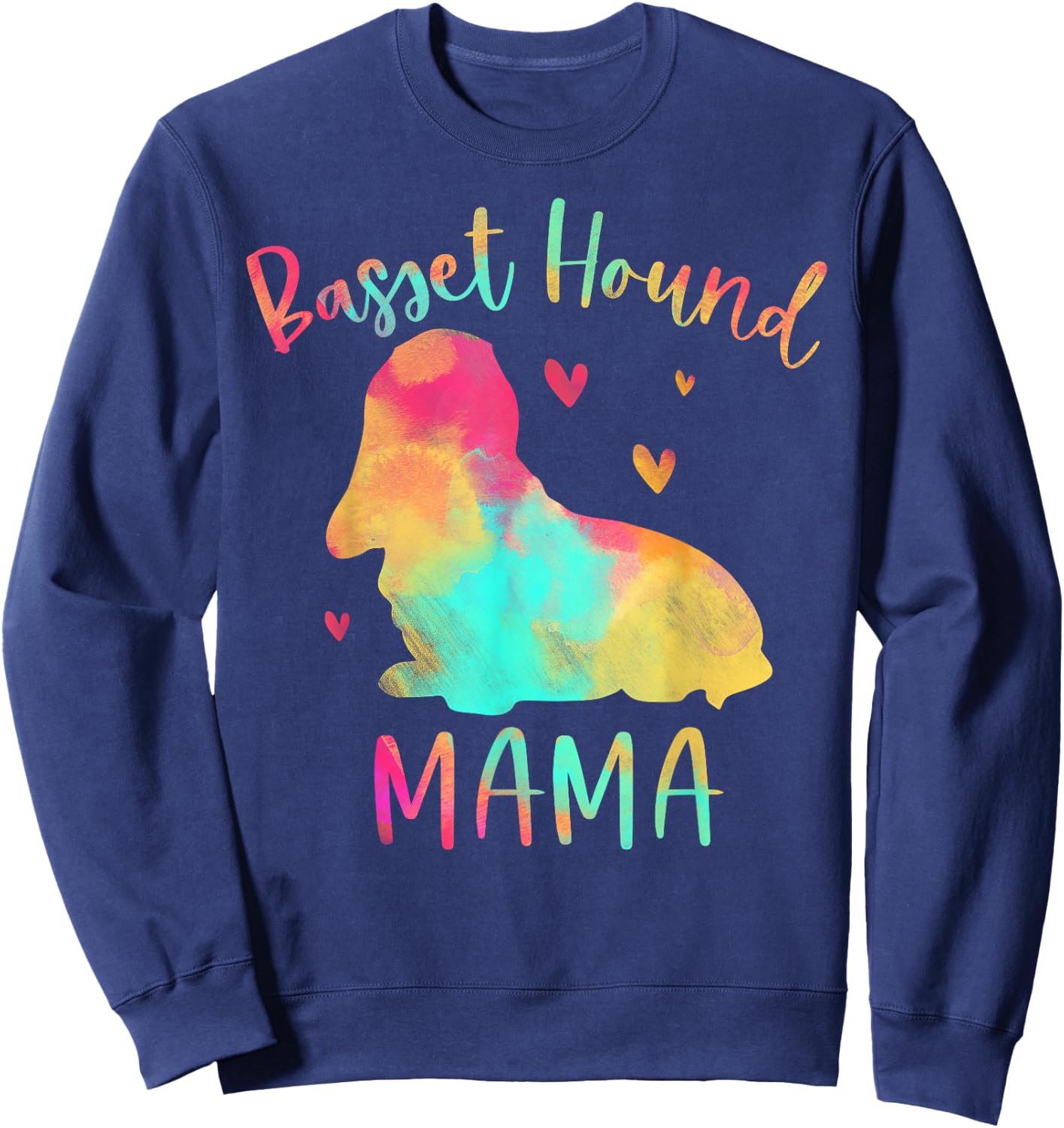 Basset Hound Mama Colorful Basset Hound Gifts Dog Mom Women Kids Sweatshirt - Sweatshirt | Navy