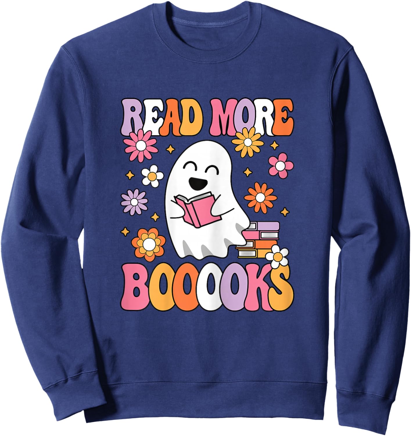 Read More Books Groovy Funny Halloween Teacher Women Sweatshirt - Sweatshirt | Navy