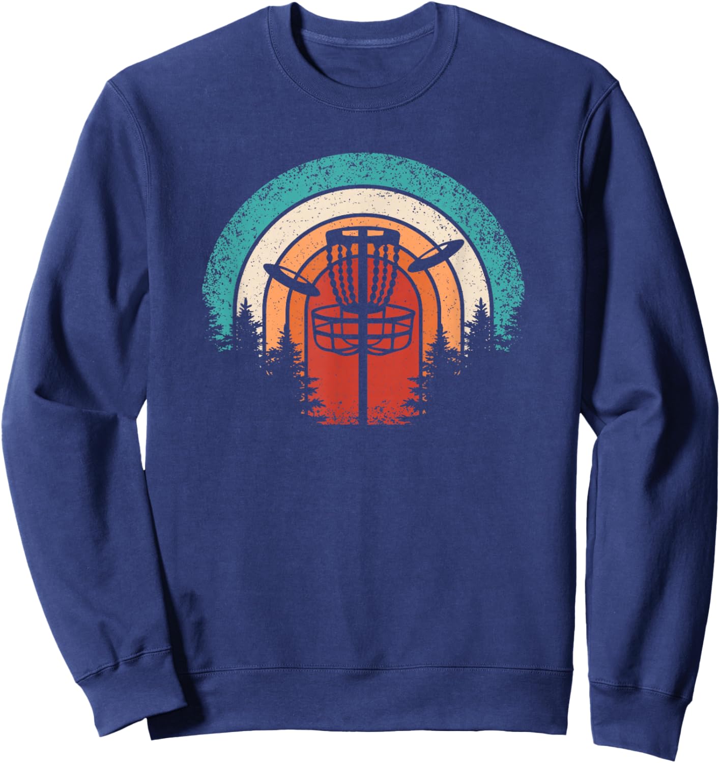 Retro Disc Golf Vintage Basket Tree Frisbee Men Sweatshirt - Sweatshirt | Navy