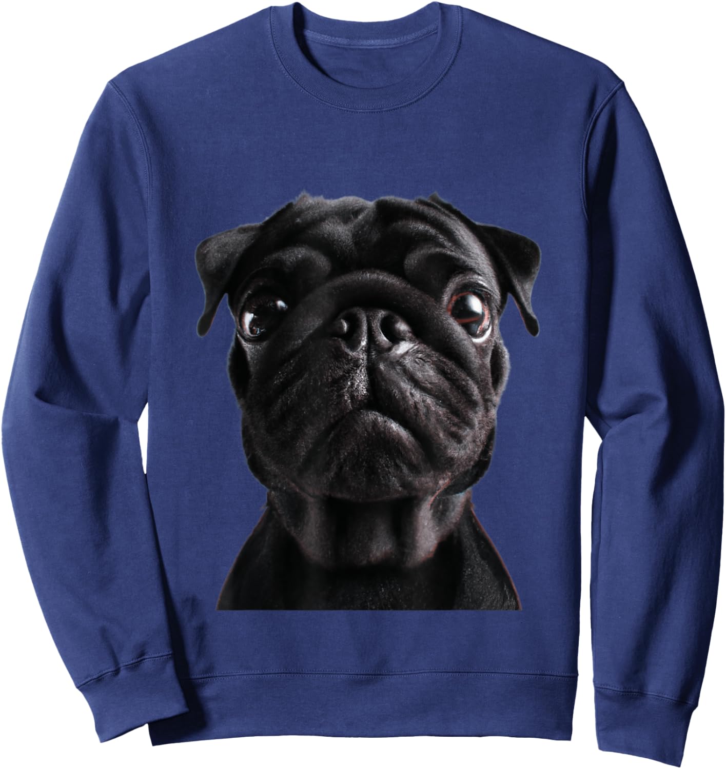 Pug Face for Dog Mom Dad Dad Funny Cute Black Pug Women Kids Sweatshirt - Sweatshirt | Navy