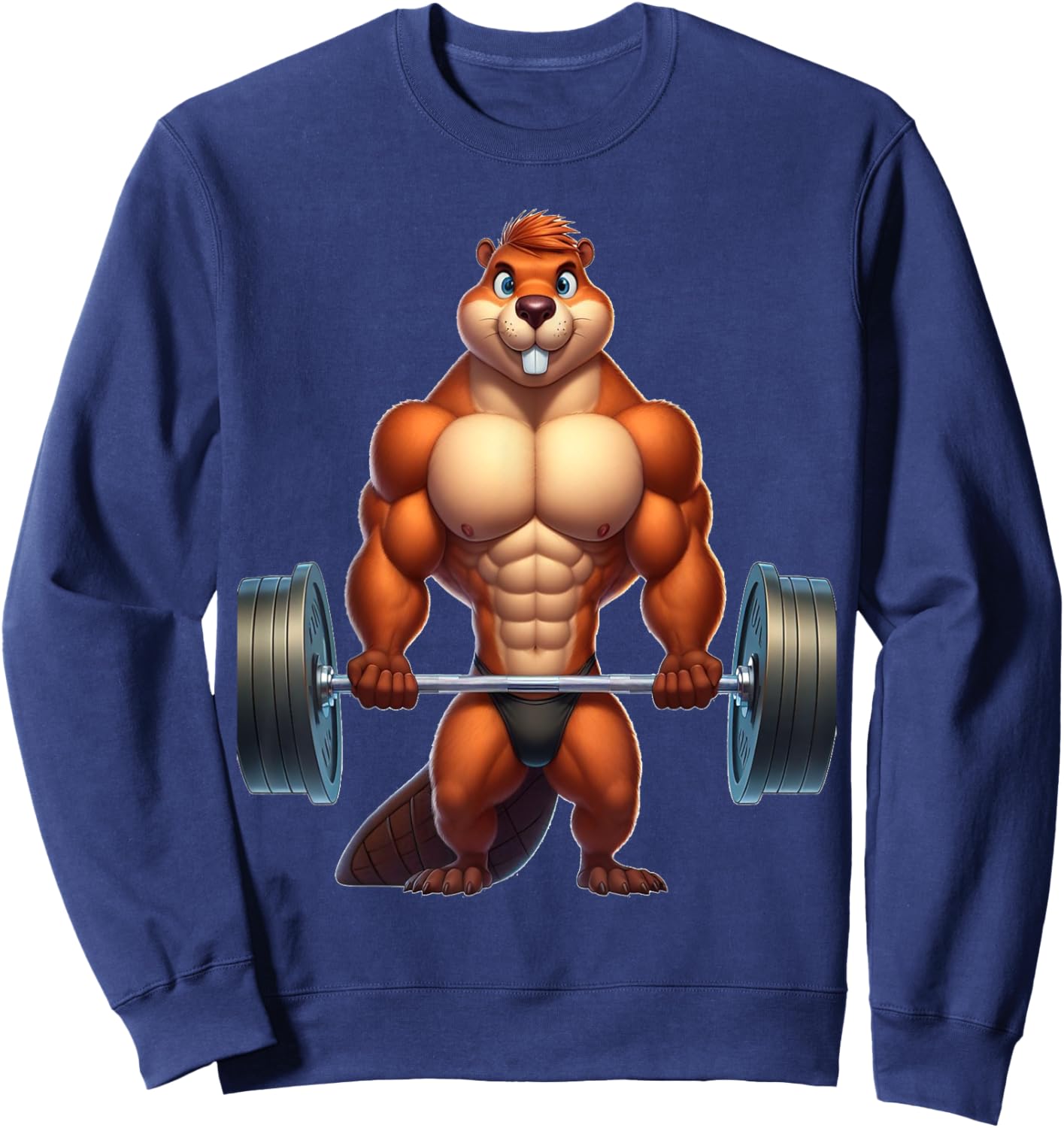 Athletic Beaver Gym Beaver Exercising Beaver Sweatshirt - Sweatshirt | Navy