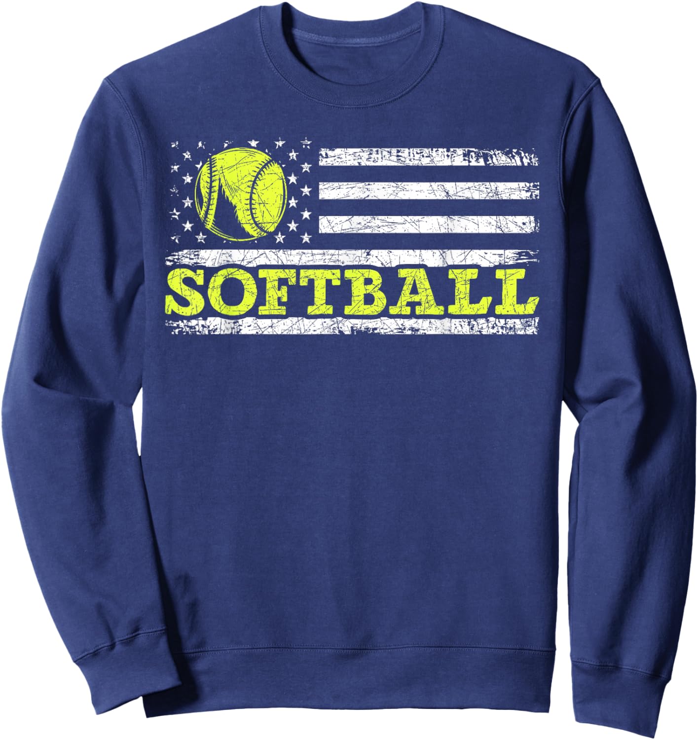 USA Flag Patriotic Softball Player American Sport Softball Sweatshirt - Sweatshirt | Navy