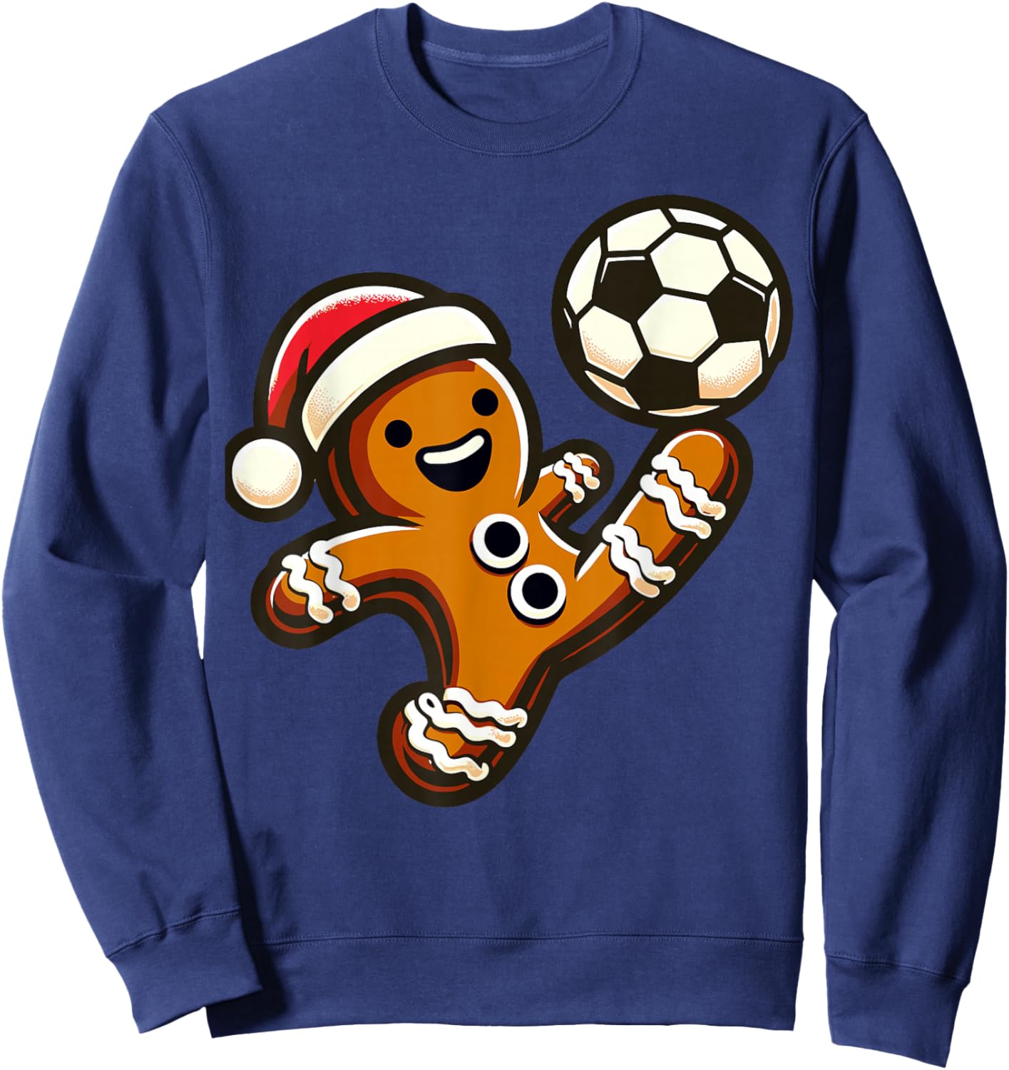 Gingerbread Play Football Bicycle Kick, Cookie Christmas Sweatshirt - Sweatshirt | Navy