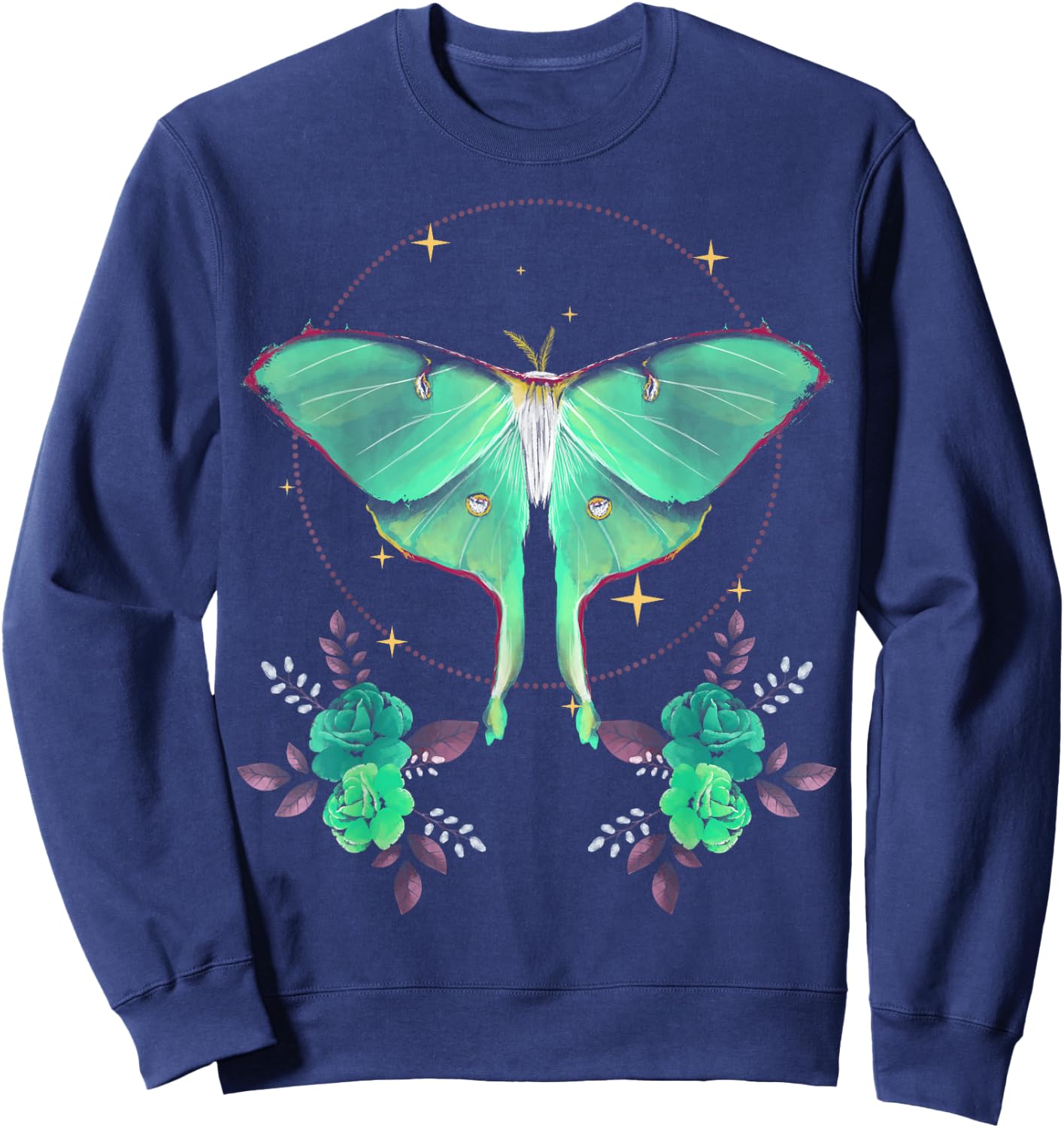 Cute Luna Moth Beautiful Butterfly Insect Lover Themed Sweatshirt - Sweatshirt | Navy