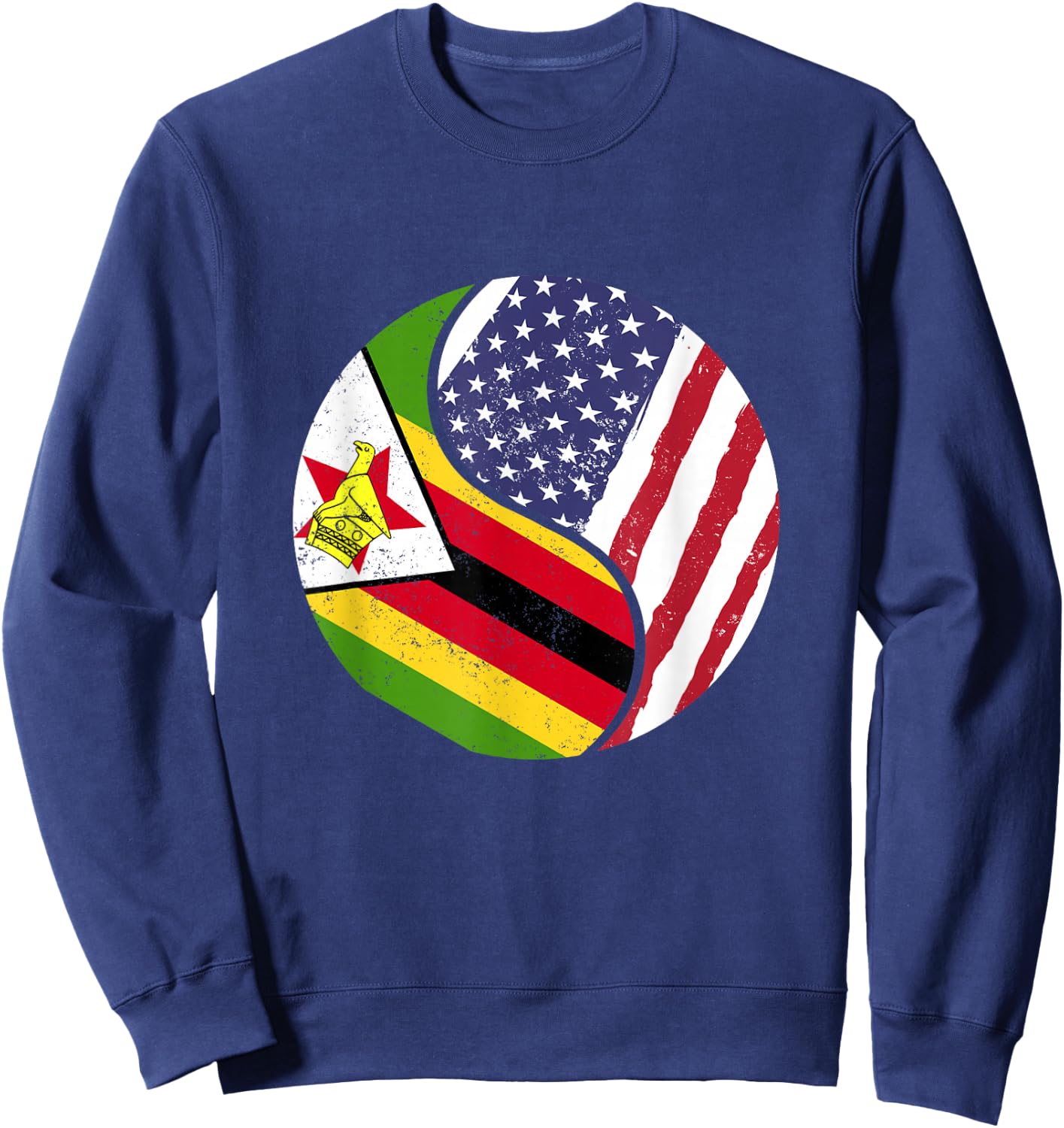 United States Yin And Yang - US Flag Zimbabwe Sweatshirt - Sweatshirt | Navy