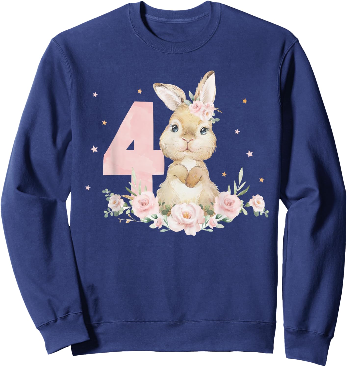 Adorable Rabbit Bunny 4th Birthday Outfit Girl 4 Year Old Sweatshirt - Sweatshirt | Navy