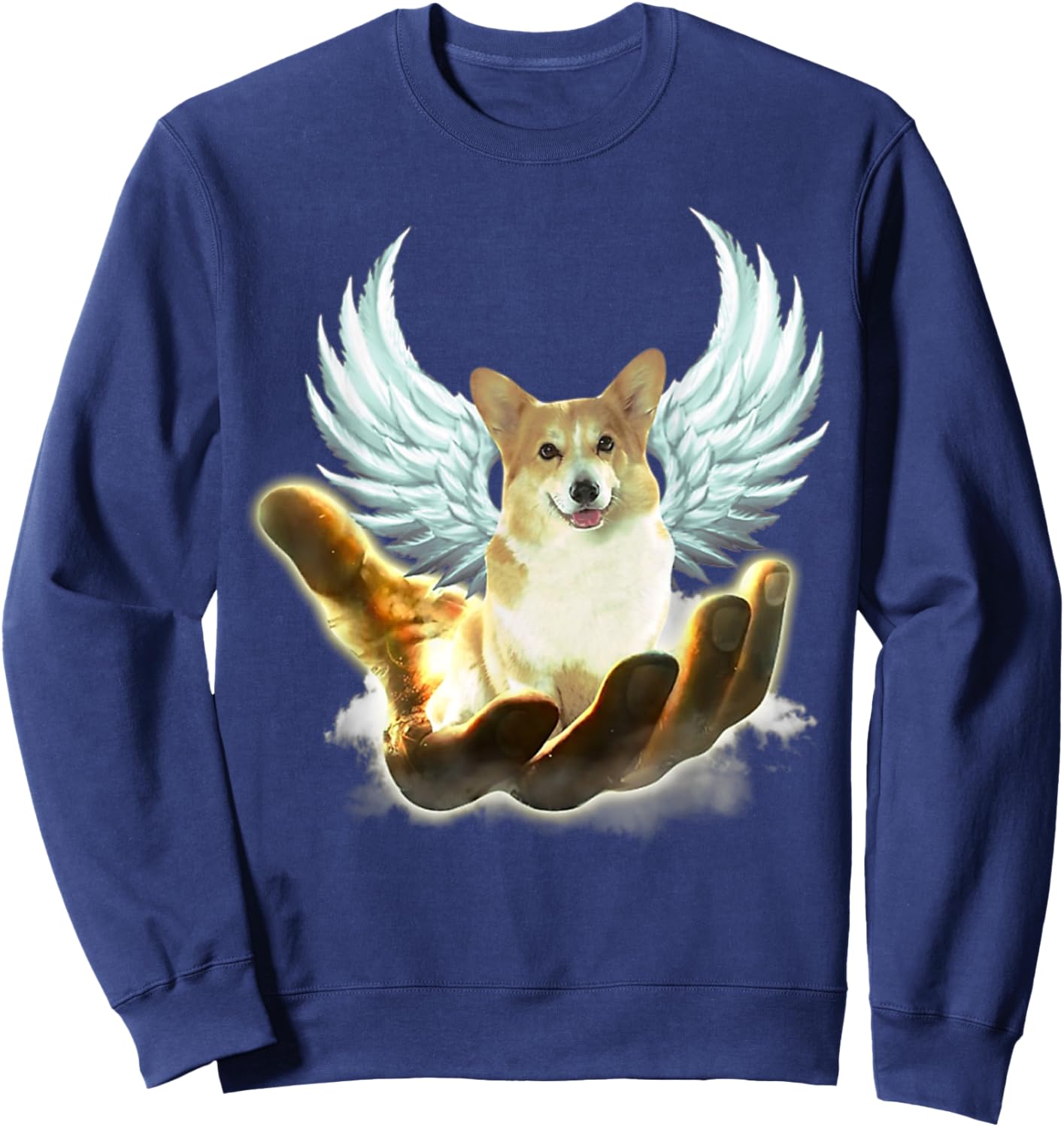 Angel Corgi Golden Hand Heaven Wings God Sweatshirt - Sweatshirt | Navy