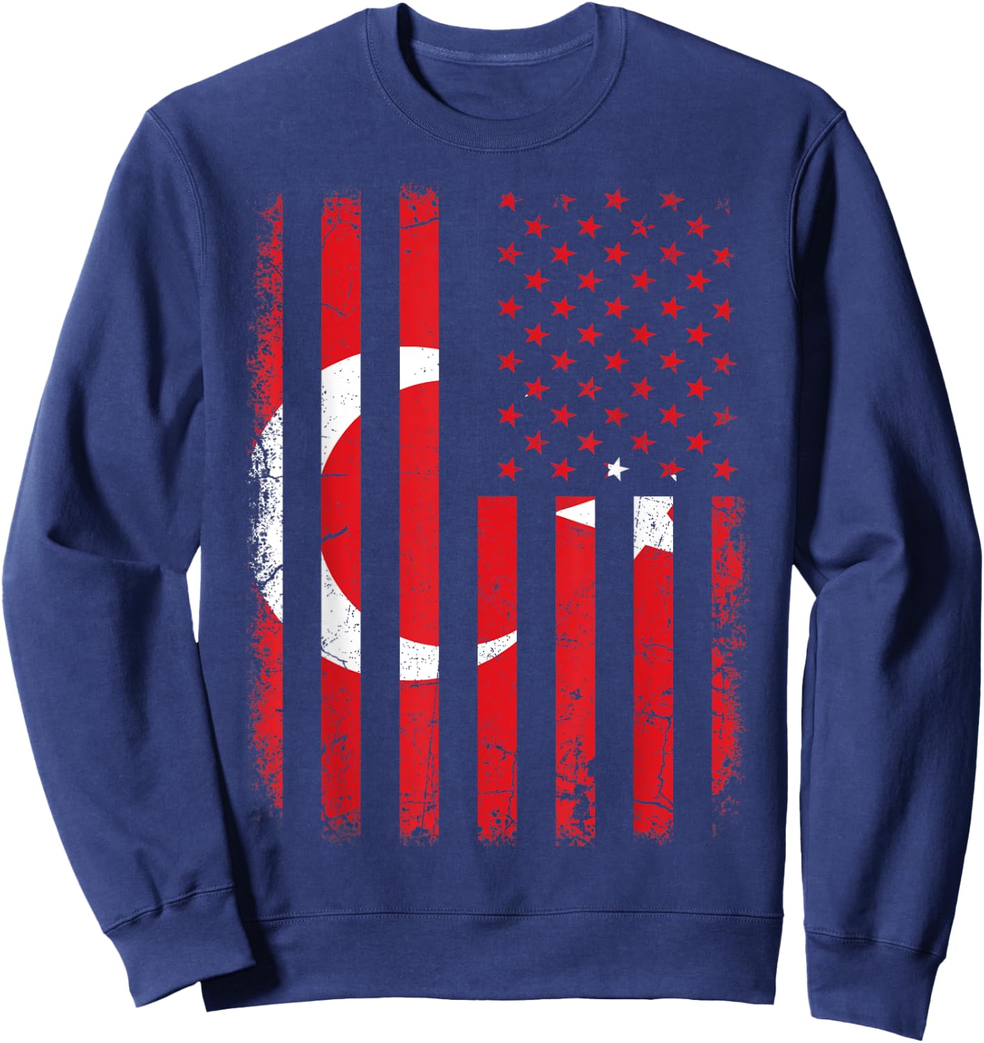 Turkish American Flag Turkey America Pride Heritage Sweatshirt - Sweatshirt | Navy