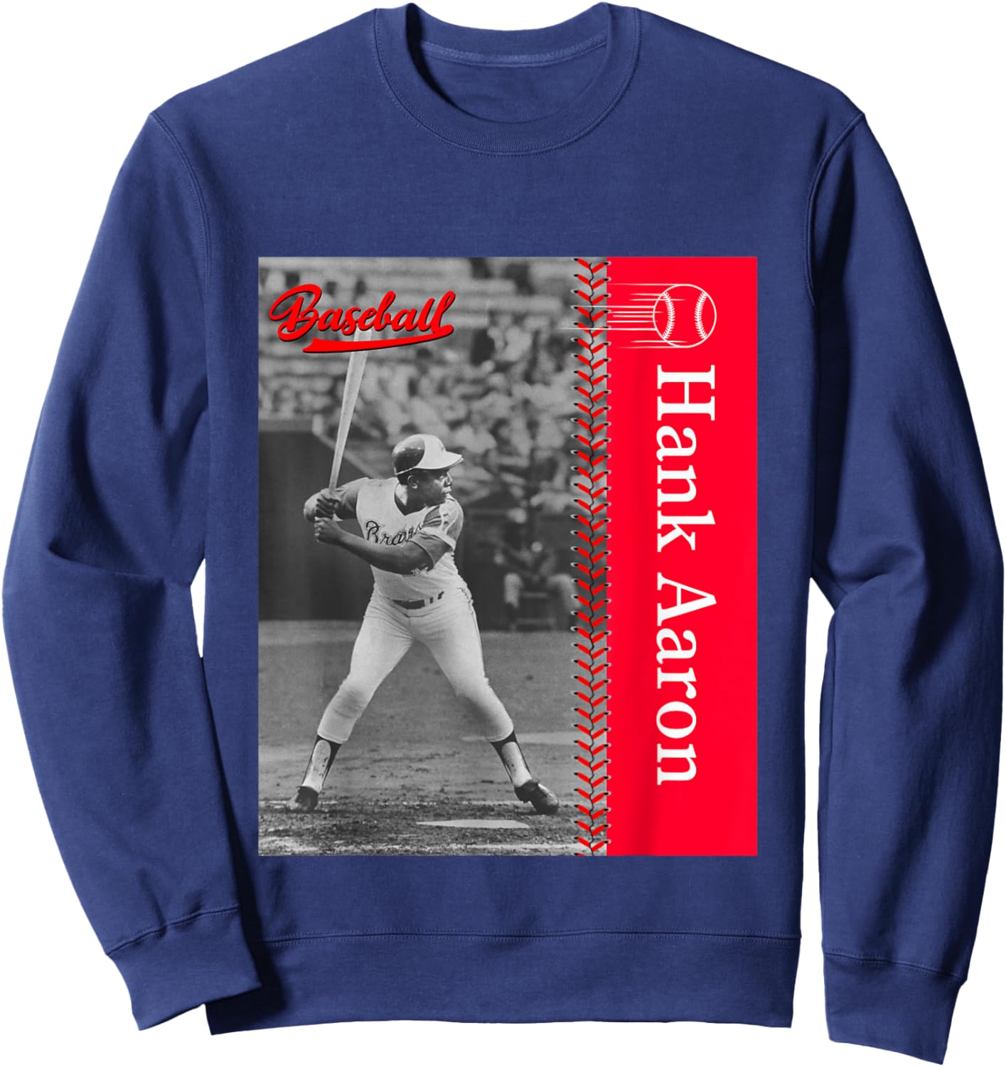 Hank Aaron_Baseball_001 , Small, Black Sweatshirt - Sweatshirt | Navy