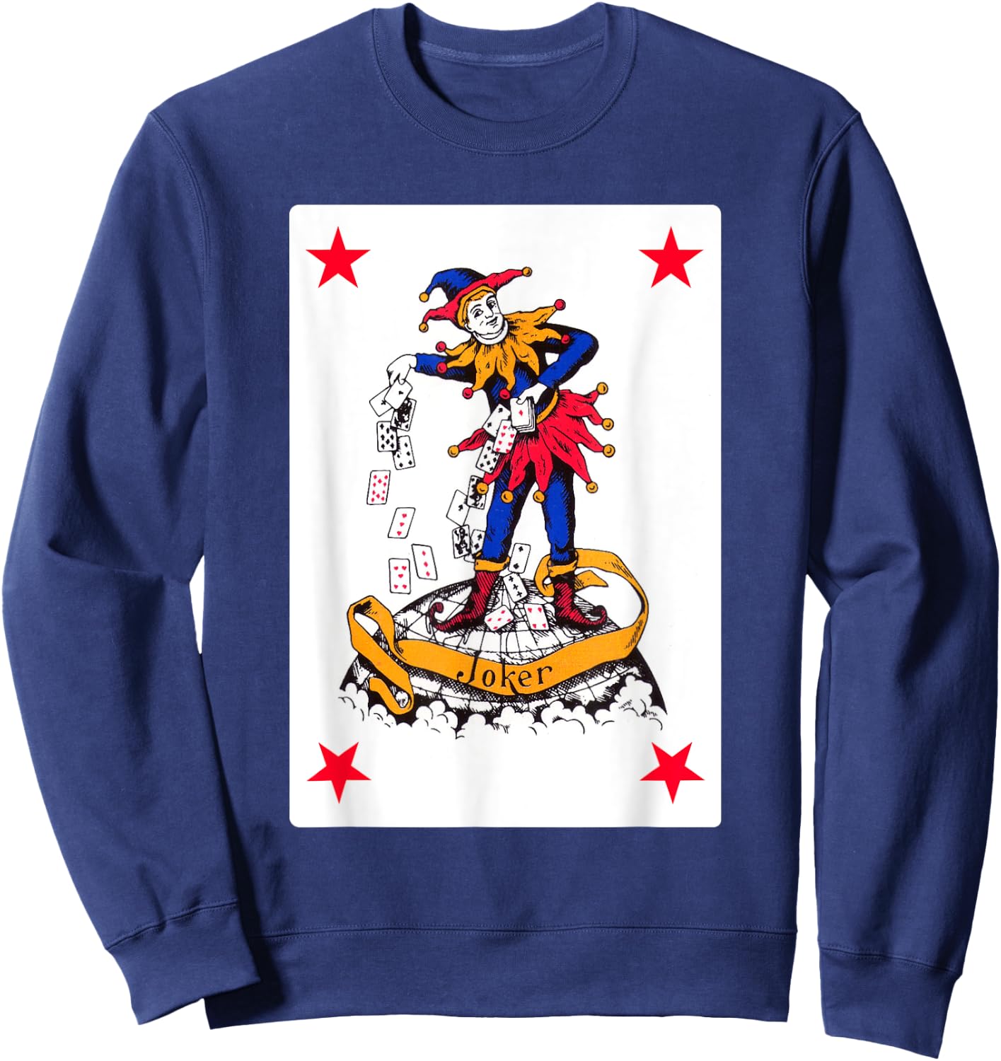 Vintage Joker Playing Card Retro Red Clown Group Costume Sweatshirt - Sweatshirt | Navy