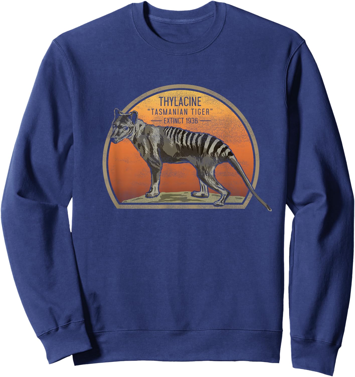 Tasmanian Tiger Thylacine T Shirt Wolf Australian Extinct Sweatshirt - Sweatshirt | Navy