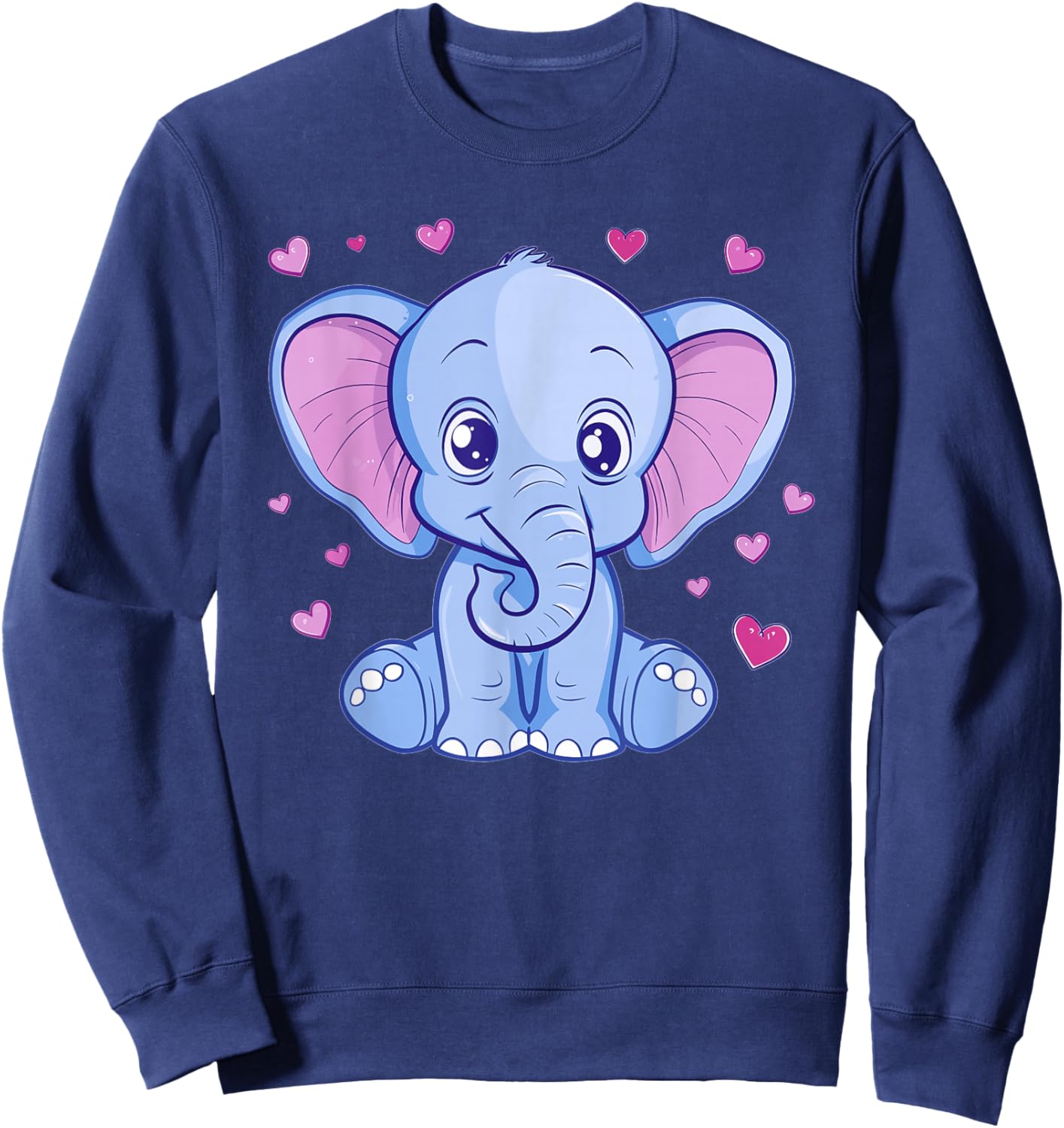 Cute Elephant With Hearts I Kids Elephant Sweatshirt - Sweatshirt | Navy