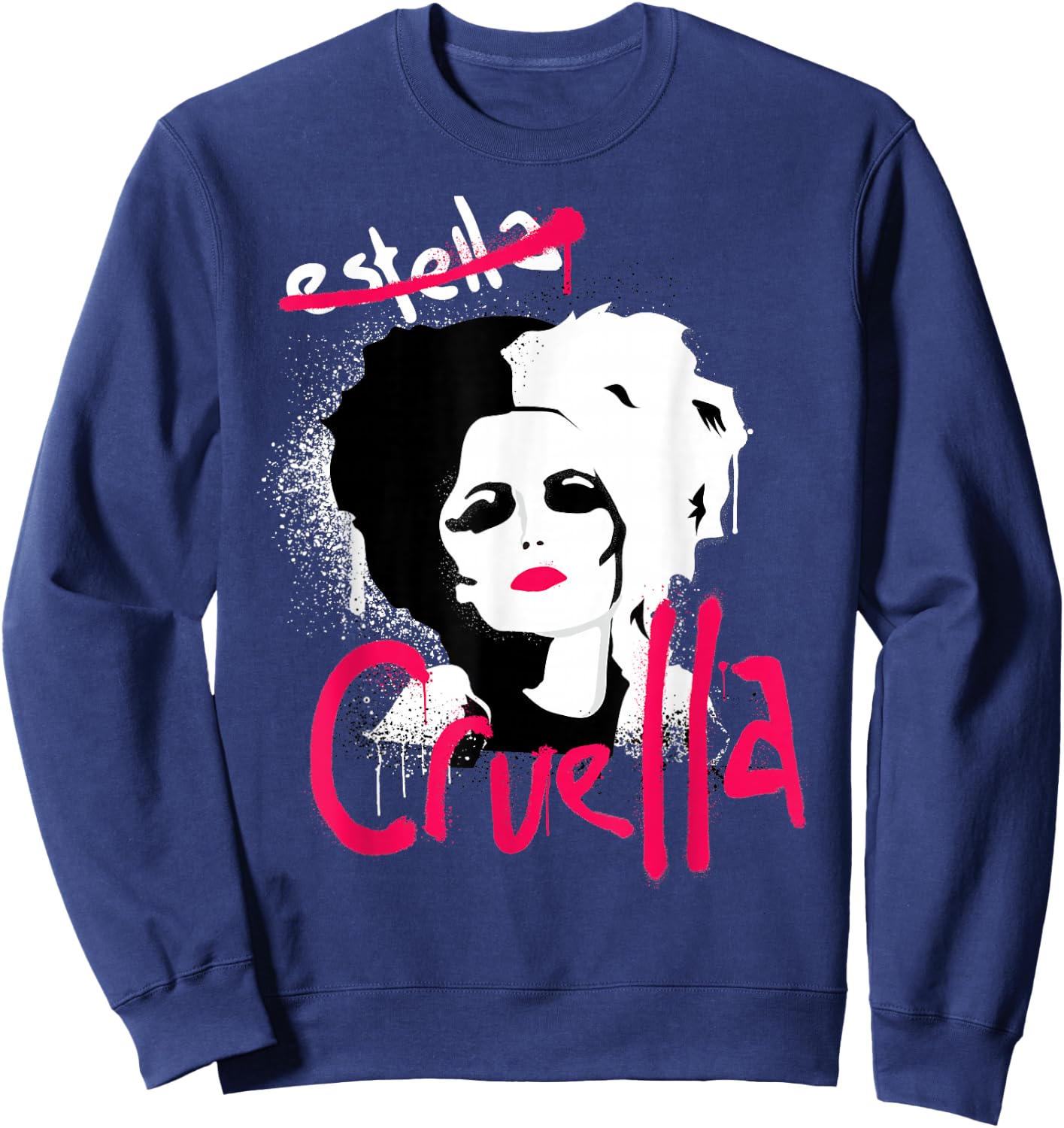 Disney Cruella Estella Punk Rock Spray Paint Sweatshirt - Sweatshirt | Navy