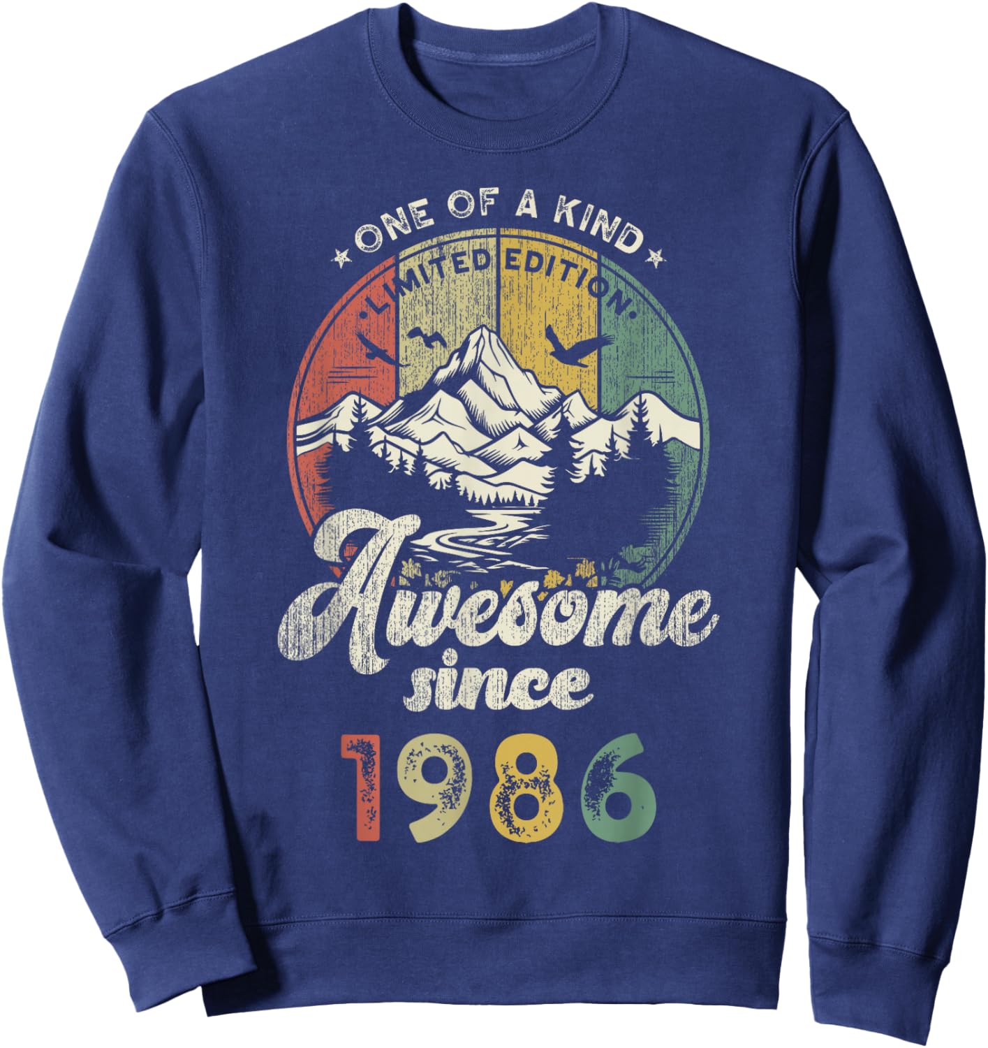39th Birthday Mountains Retro Awesome Since 1986 Sweatshirt - Sweatshirt | Navy