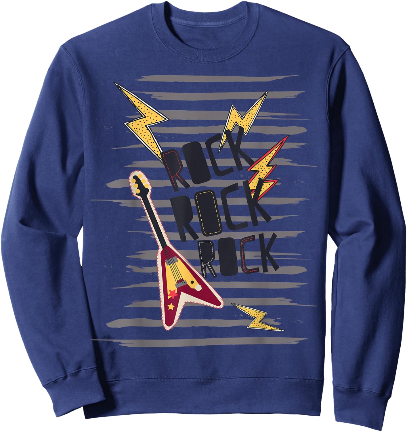 Rock Star Guitar Rock & Roll Retro 80s Birthday Musician Dad Sweatshirt - Sweatshirt | Navy