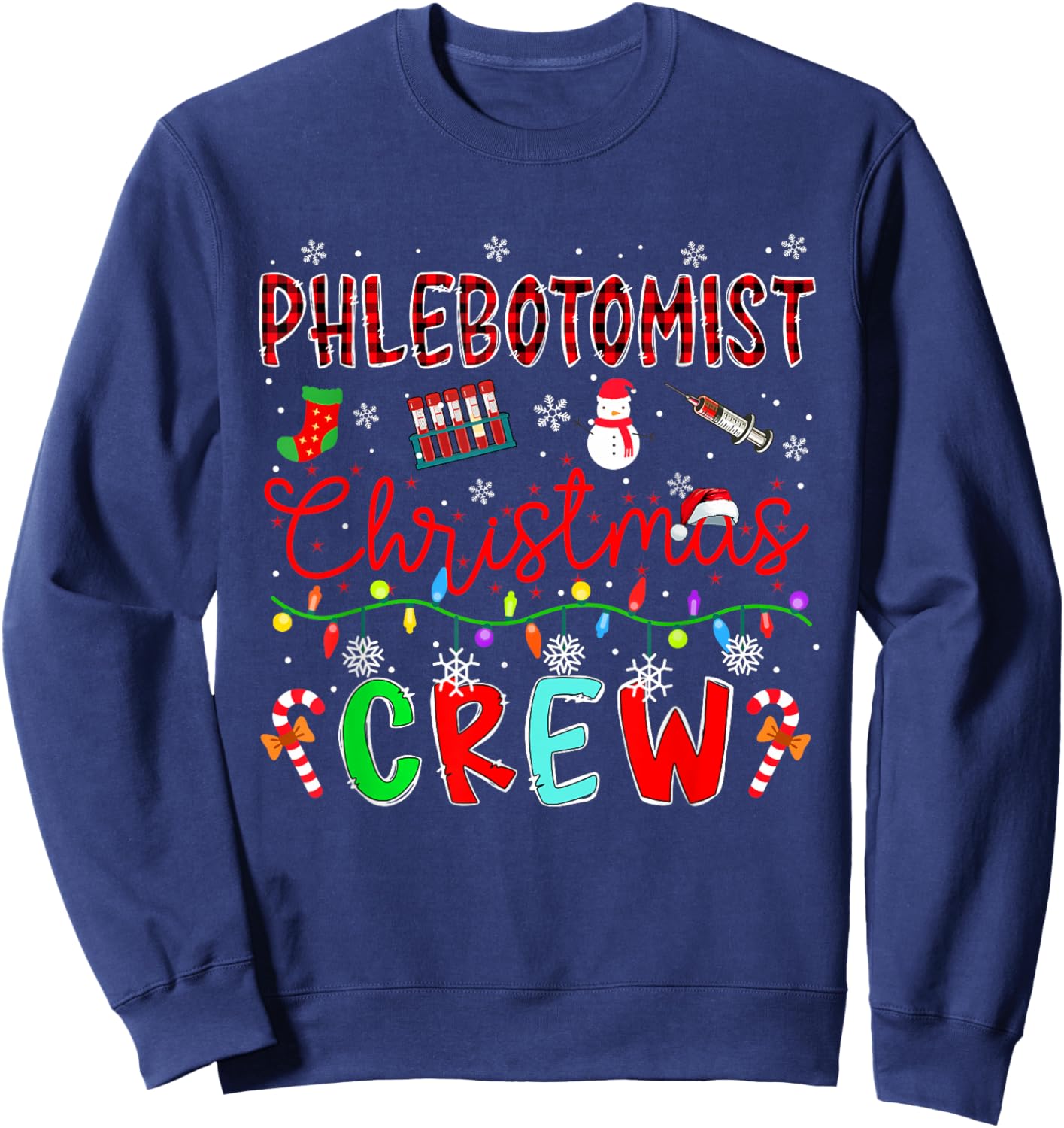 Phlebotomist Christmas Crew Matching Job Team Funny Parties Sweatshirt - Sweatshirt | Navy