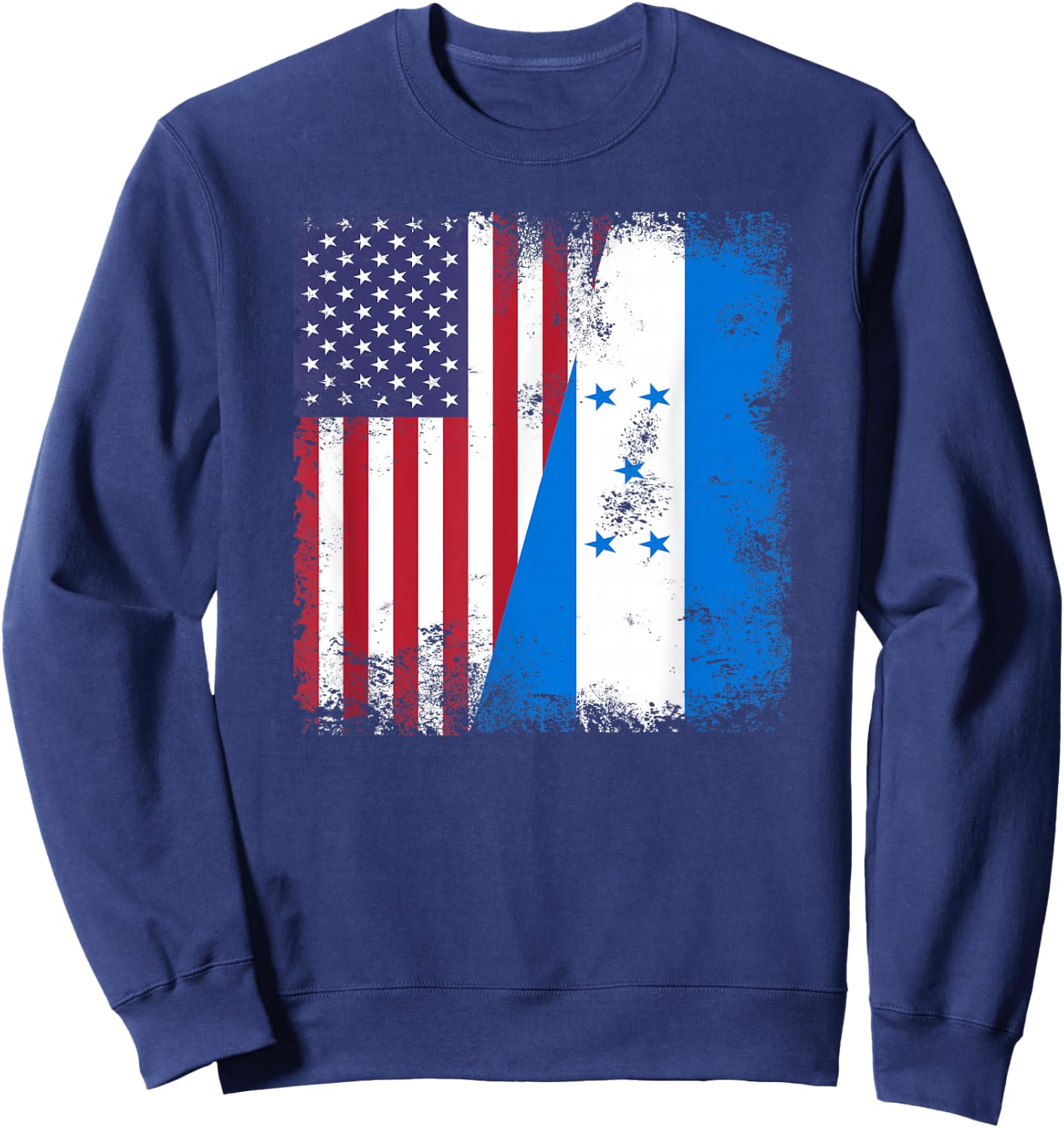 Half Honduran Flag | Vintage Honduras USA Gift Sweatshirt - Sweatshirt | Navy