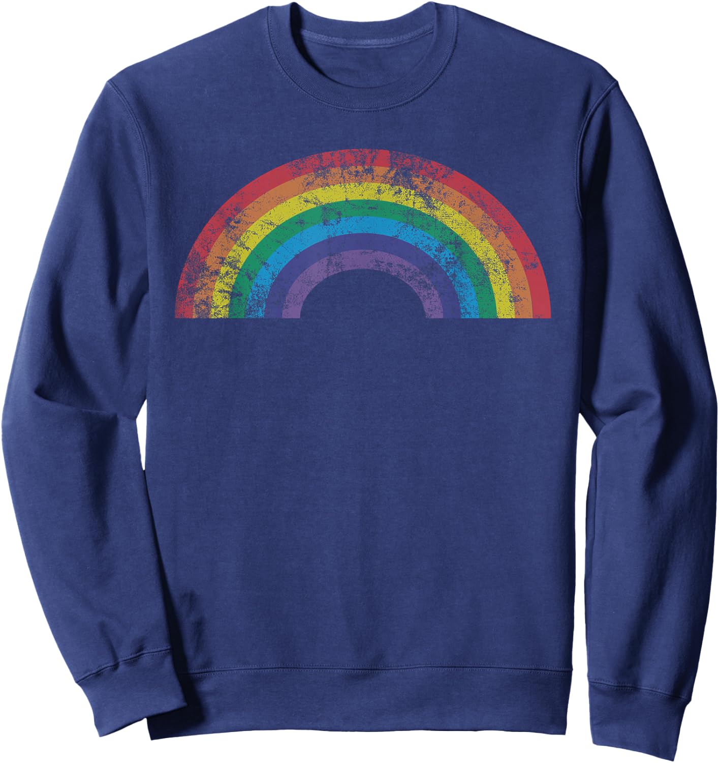 Rainbow Vintage Retro 70's 80's Style Gift Men Women Sweatshirt - Sweatshirt | Navy
