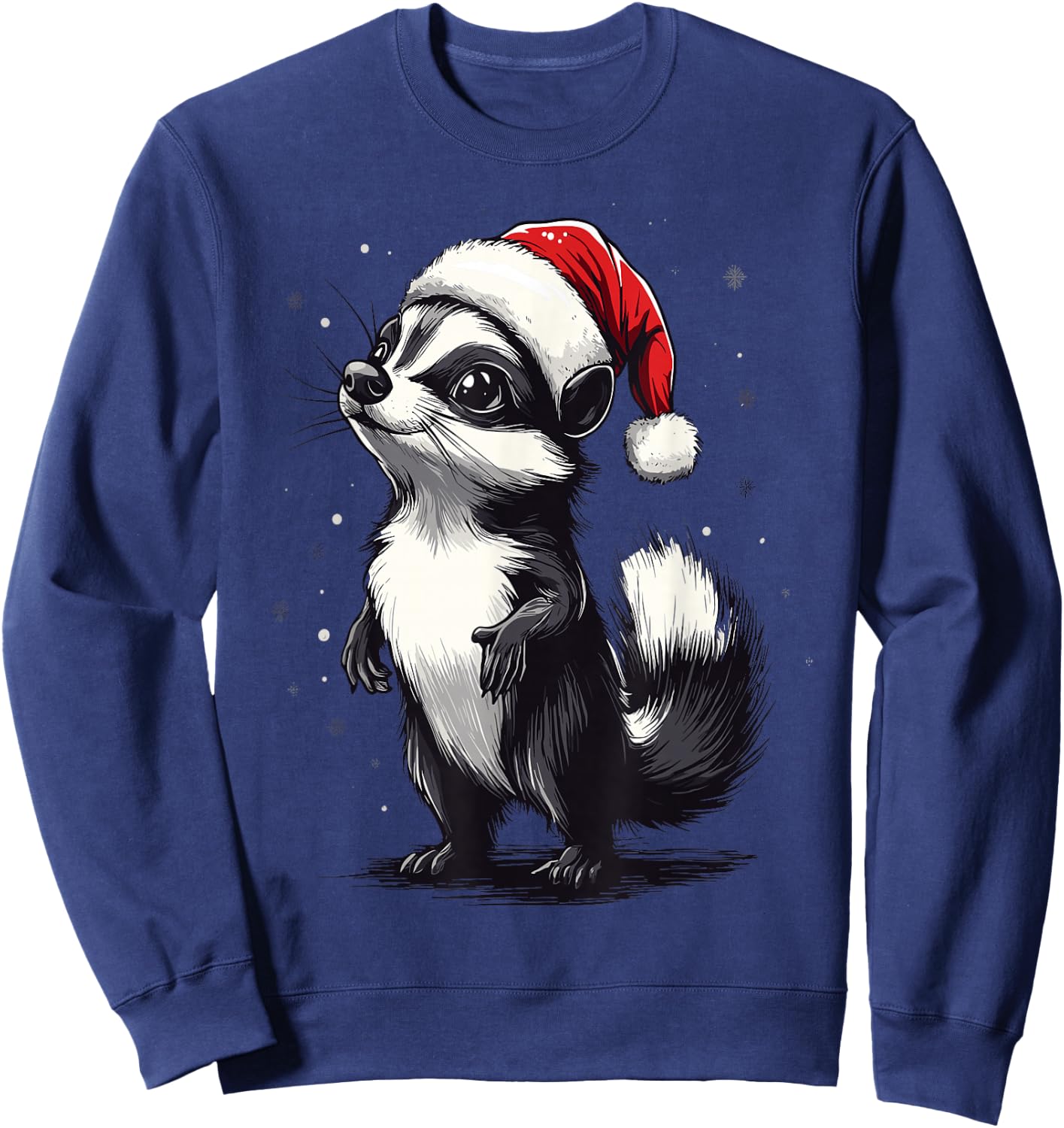 Skunk Santa Hat Funny Xmas Skunk Lovers Christmas Pajama Sweatshirt - Sweatshirt | Navy