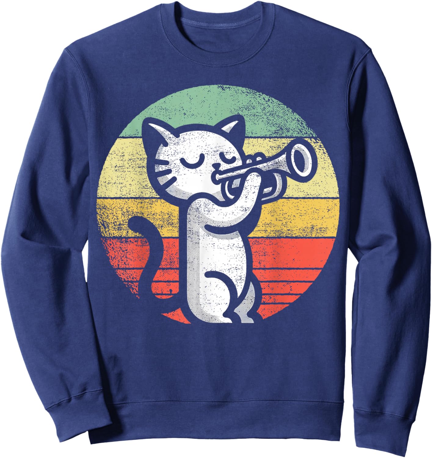 Trumpet Player I Cat Plays Trumpet Sweatshirt - Sweatshirt | Navy