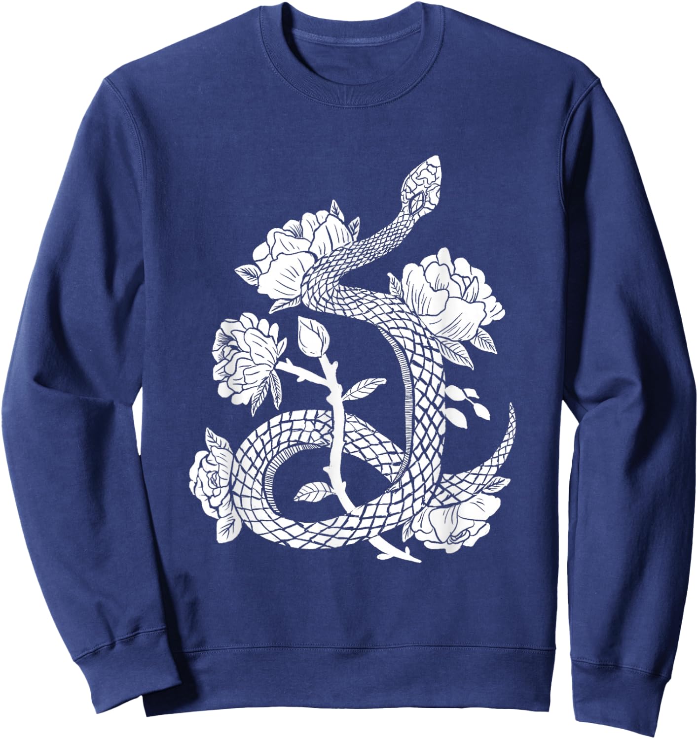 Snake & Flowers Gothic Witchy Punk Sweatshirt - Sweatshirt | Navy
