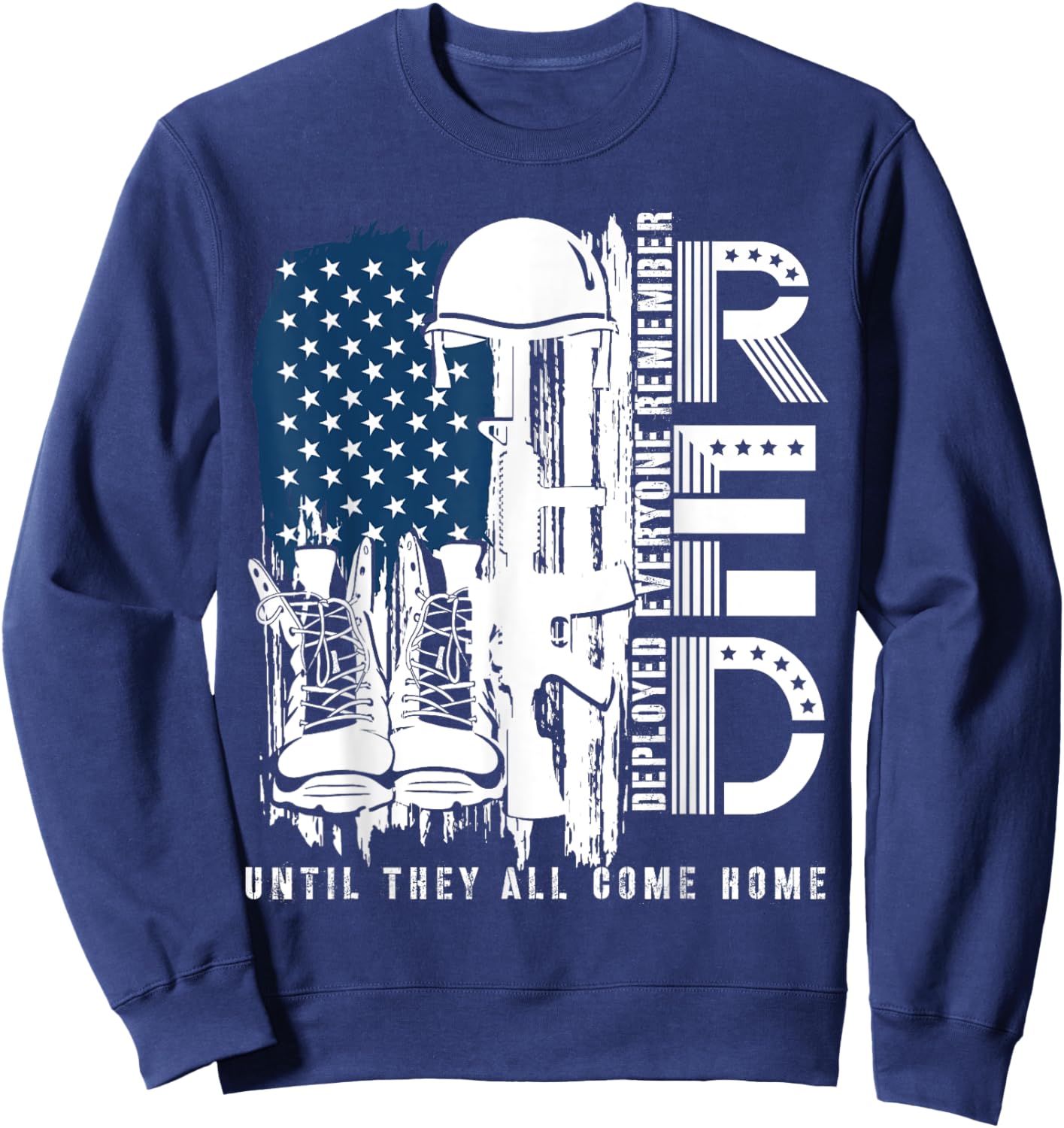 Red Friday Military We Wear Red Support Our troops US Flag Sweatshirt - Sweatshirt | Navy