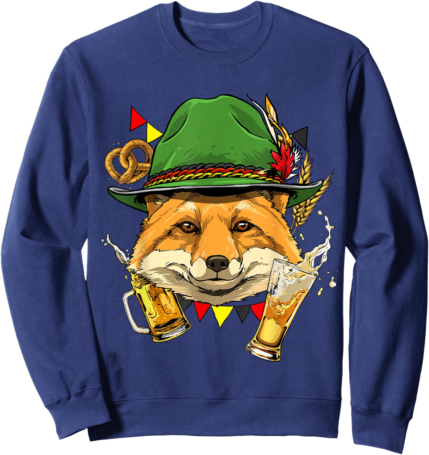 Germany Oktoberfest Lederhosen Fox Beer Fest German Bavarian Sweatshirt - Sweatshirt | Navy