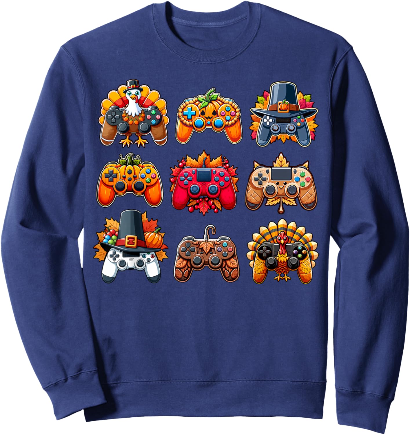 Thanksgiving Skeleton Zombie Gaming Controllers Boys Kids Sweatshirt - Sweatshirt | Navy