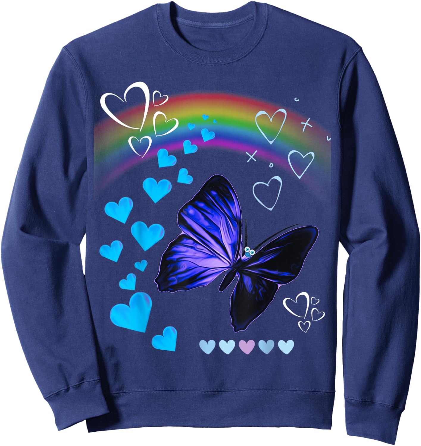 Butterflies Lovers By The Rainbow Butterfly Design Sweatshirt - Sweatshirt | Navy