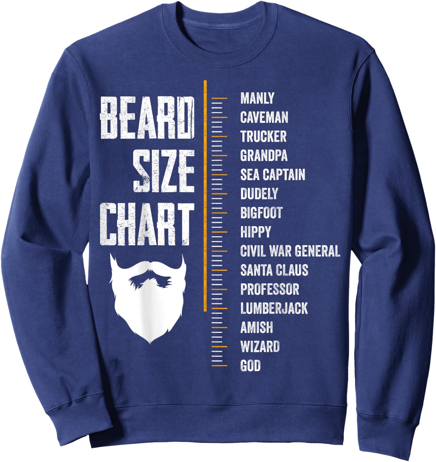 Beard Measurement Chart Beard Length Funny Growth Chart Sweatshirt - Sweatshirt | Navy
