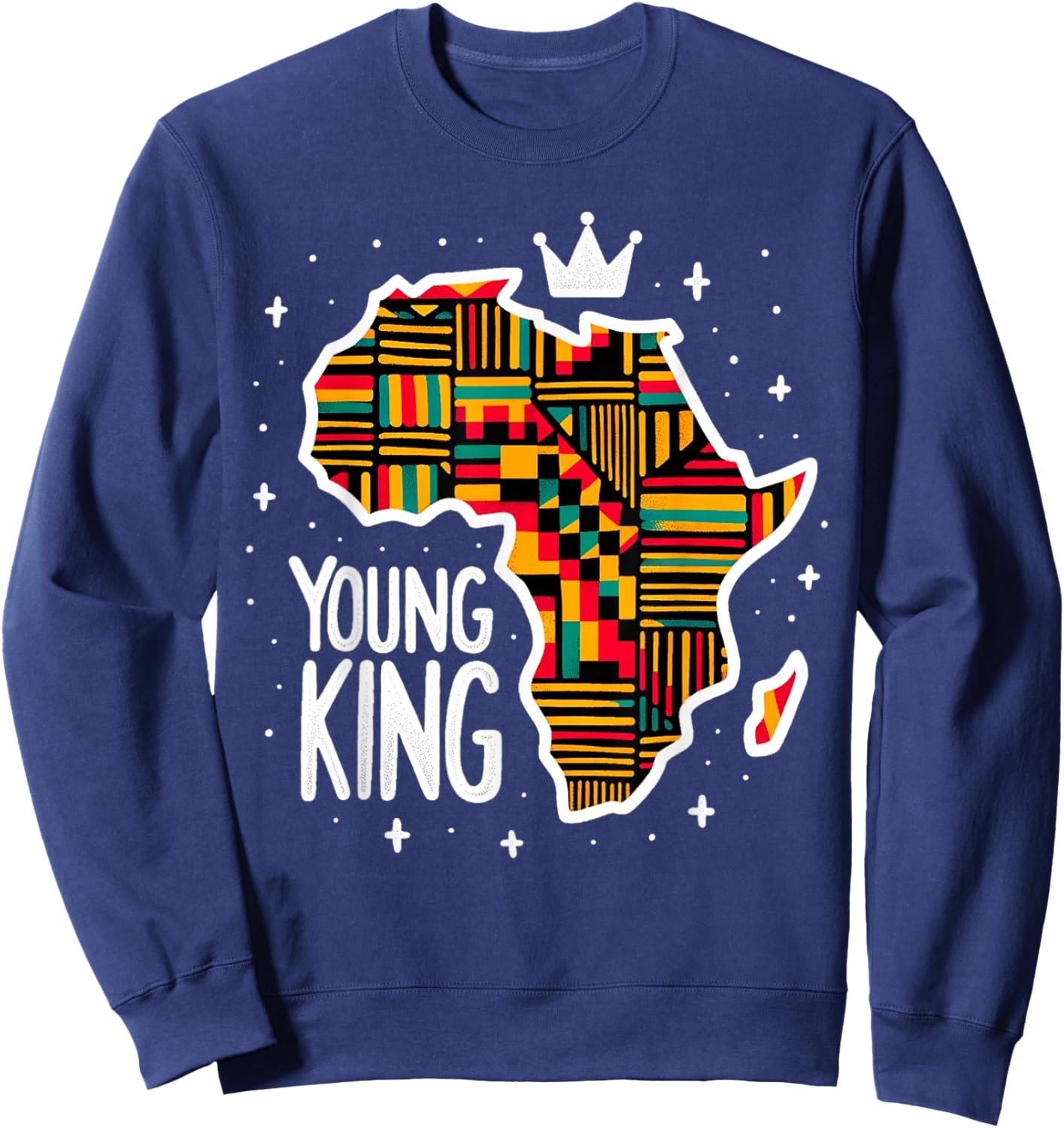 Boys African Kente Print Clothes Kids Young King Kente Youth Sweatshirt - Sweatshirt | Navy
