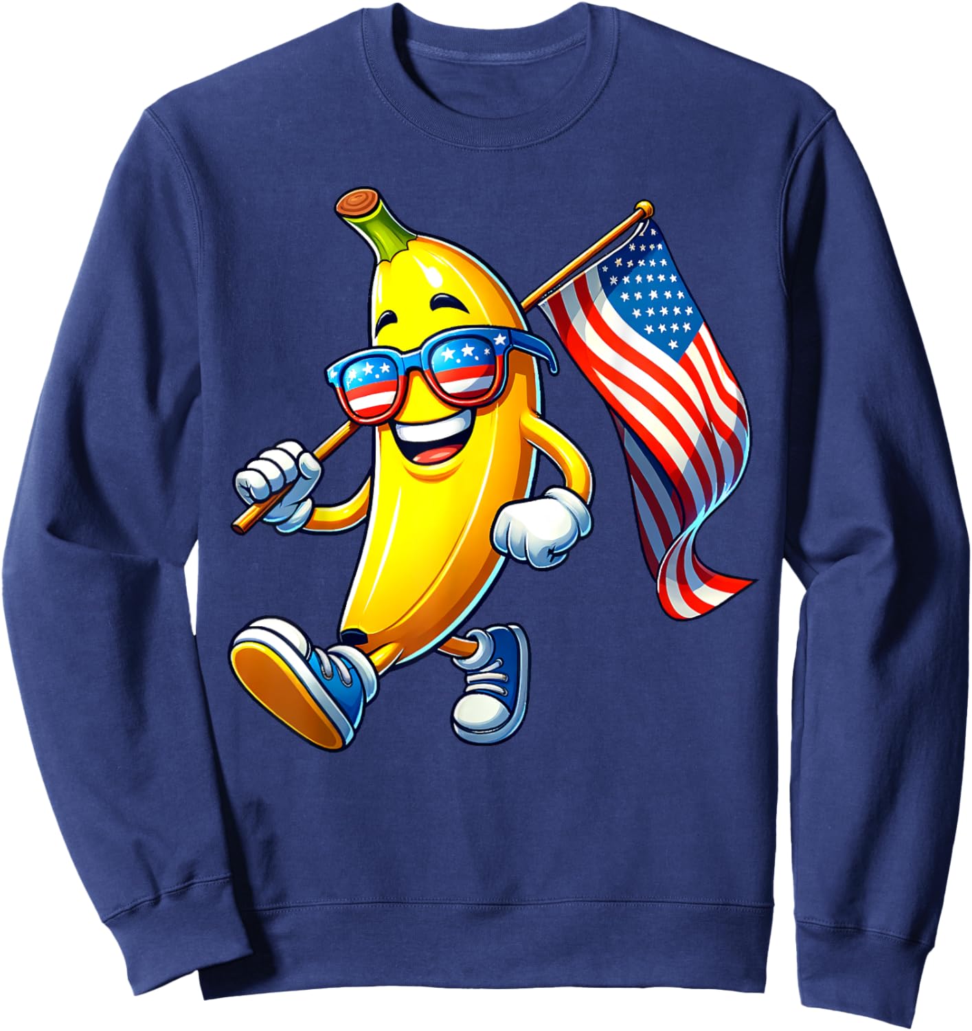 Banana 4th July USA Flag Patriotic America Mom Dad Kids Sweatshirt - Sweatshirt | Navy
