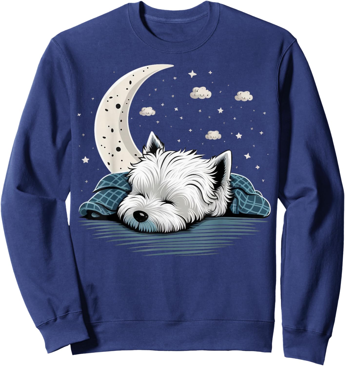 Napping Westie pajama West Highland White Terrier Sleeping Sweatshirt - Sweatshirt | Navy