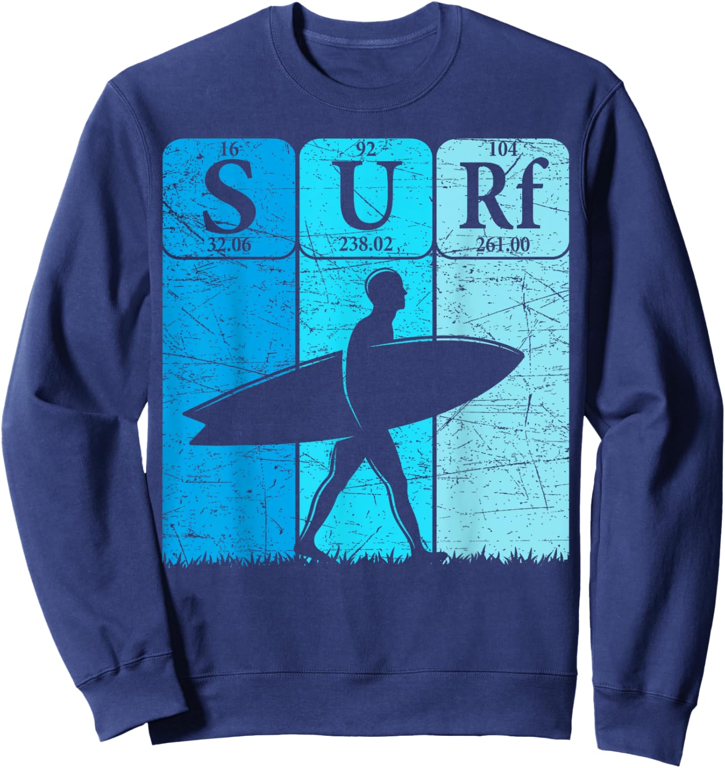 Surf Periodic Table Elements Surfing Surfboard Vintage Sweatshirt - Sweatshirt | Navy