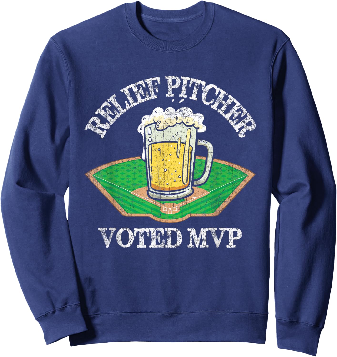 Funny Beer and Baseball Relief Jug Sweatshirt - Sweatshirt | Navy