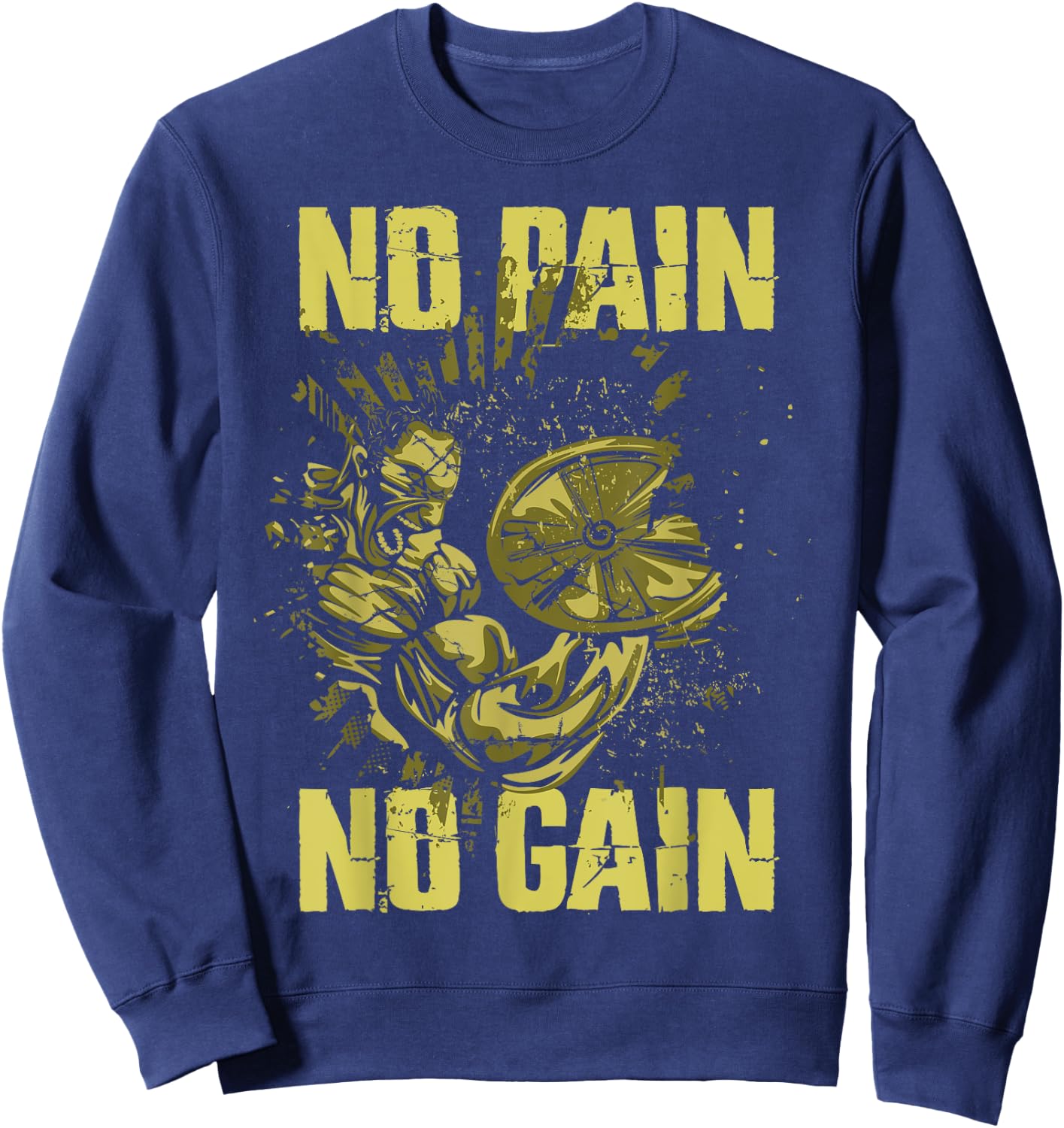 Bodybuilding Shirts No Pain No Gain Bodybuilder Gym Sweatshirt - Sweatshirt | Navy