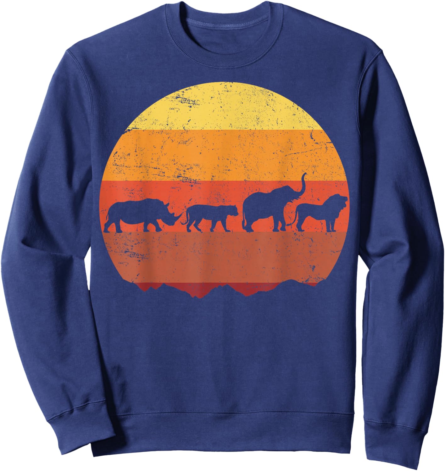 Africa Animals Safari Rhino Lion Elephant Sweatshirt - Sweatshirt | Navy