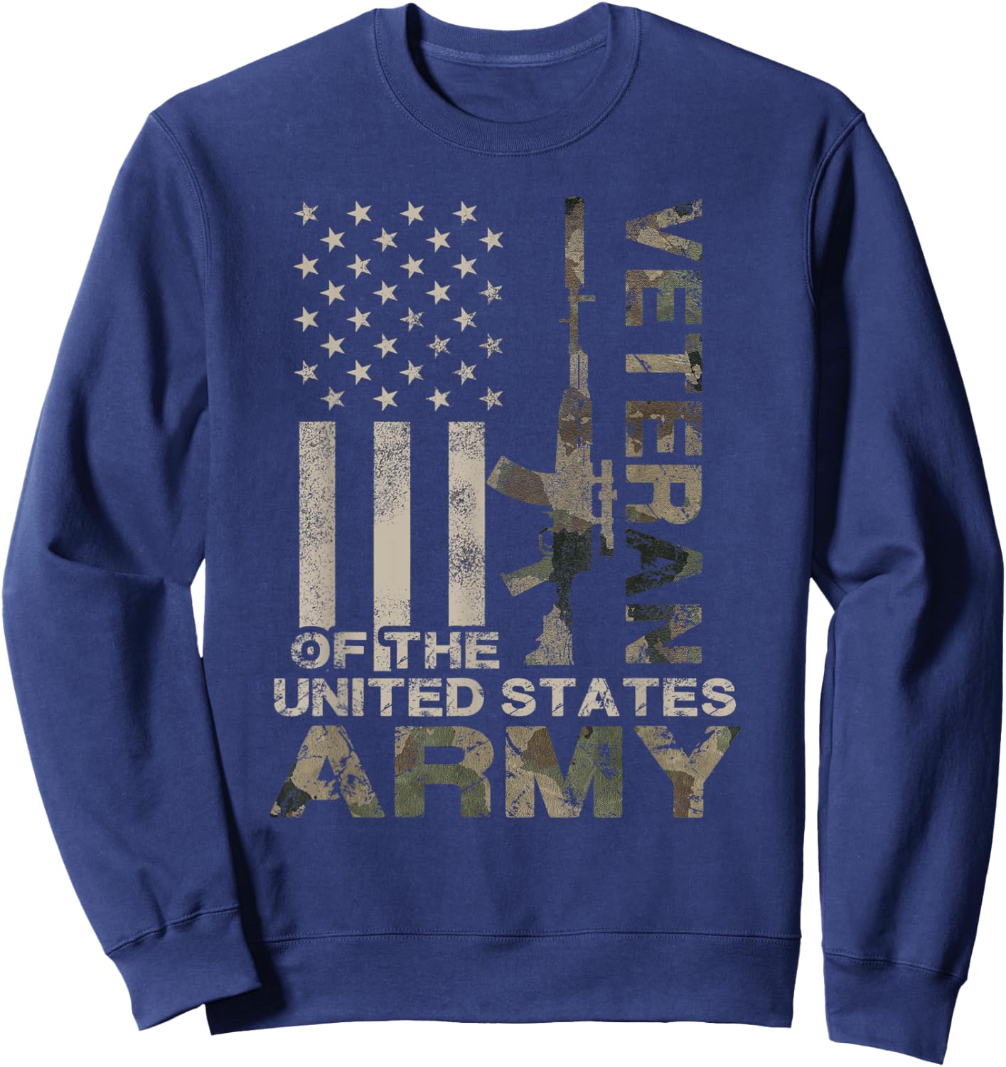 US Army | Military Green Camo Flag Retro Design Gift Sweatshirt - Sweatshirt | Navy