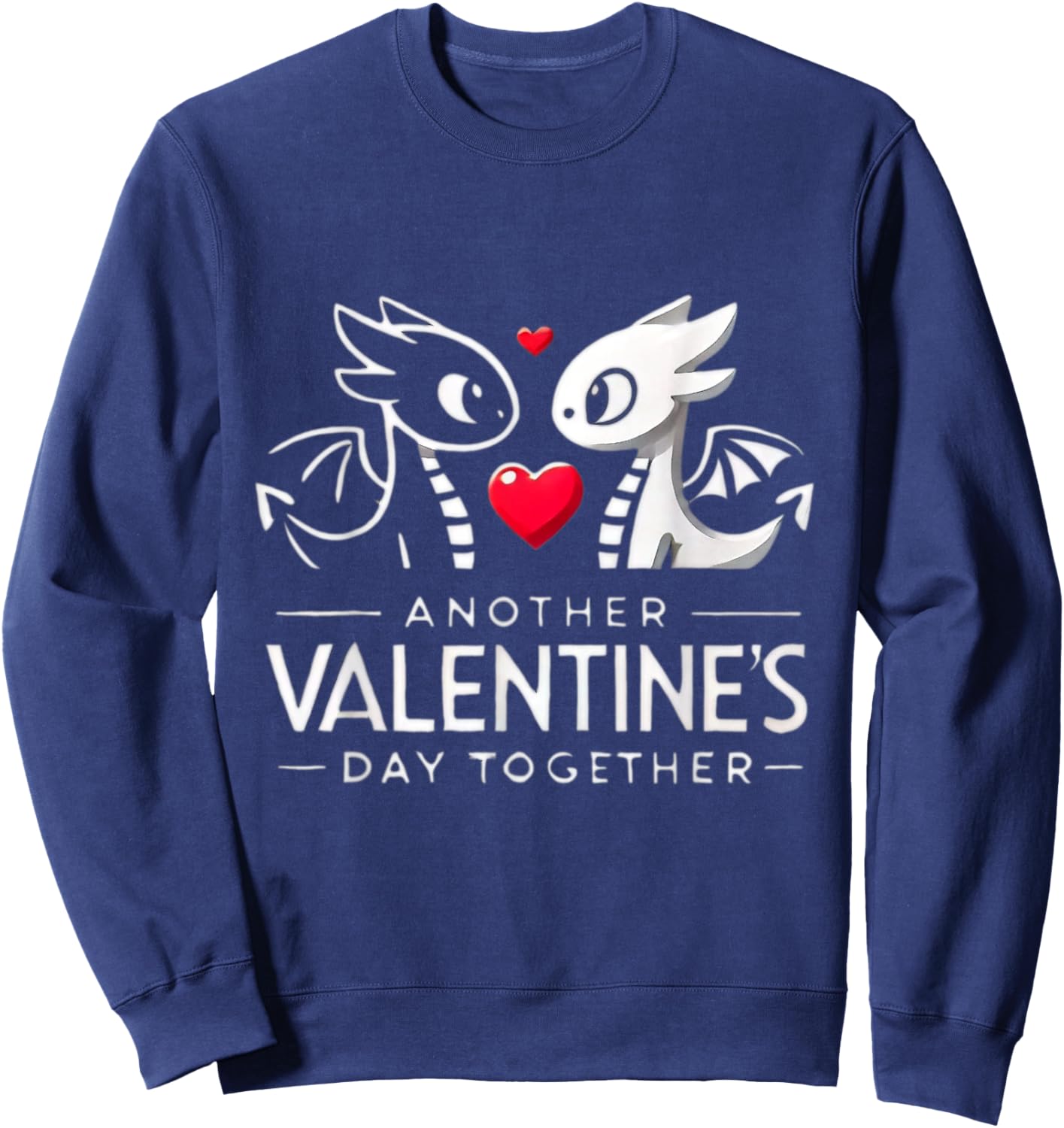 Romantic Dragon Couple Valentine's Day Design - Black, , Short Sleeve, Cotton 90% Polyester 10%, Size Small Sweatshirt - Sweatshirt | Navy