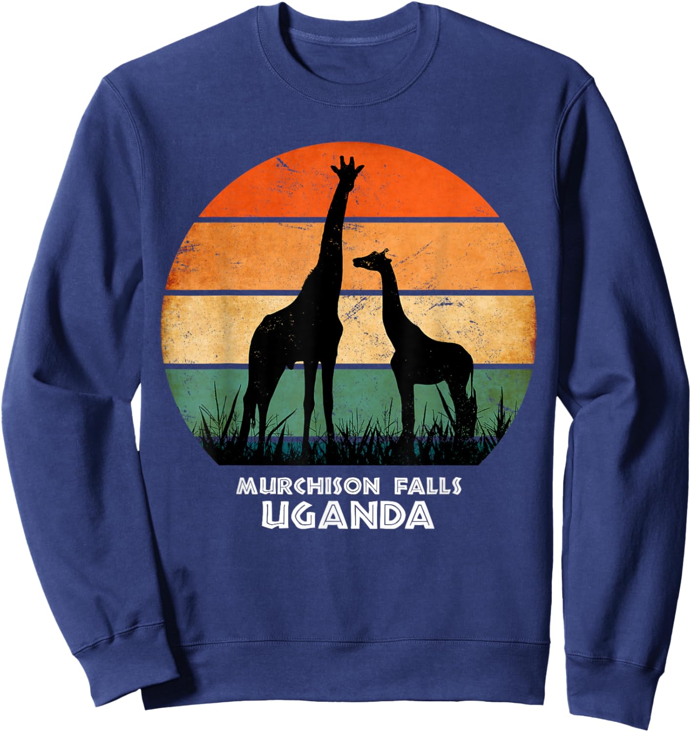 Murchison Falls, Uganda Giraffe Safari National Park Game Sweatshirt - Sweatshirt | Navy